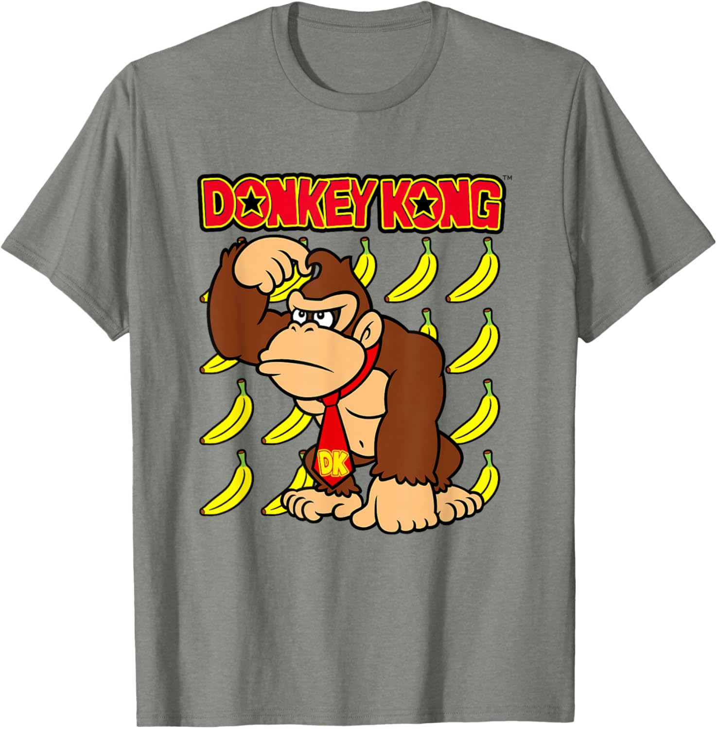 Donkey Kong Ape Thoughts Banana Background Graphic T-Shirt for Fans - 4