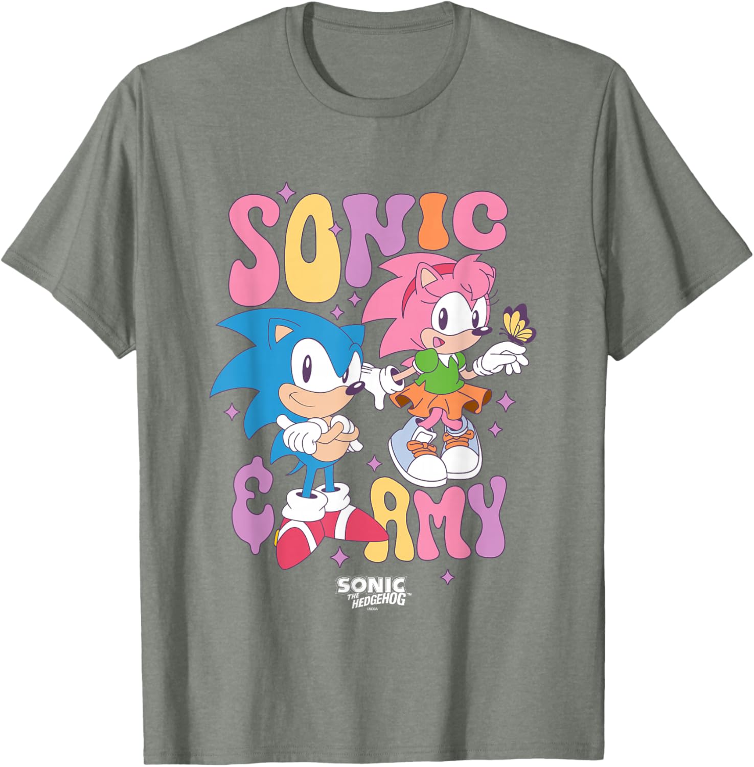 Cute Vintage Sonic & Amy T-Shirt for Fans of Sonic The Hedgehog - 6
