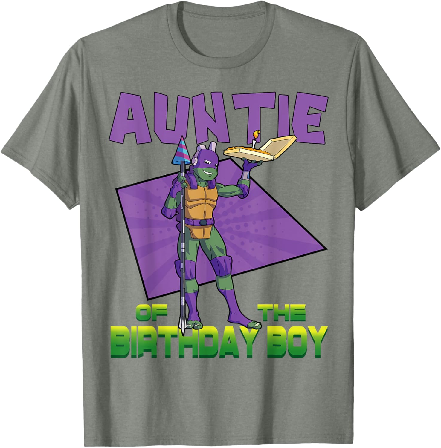 Mademark TMNT Donnie Auntie Birthday Pizza Party T-Shirt for Kids - 25