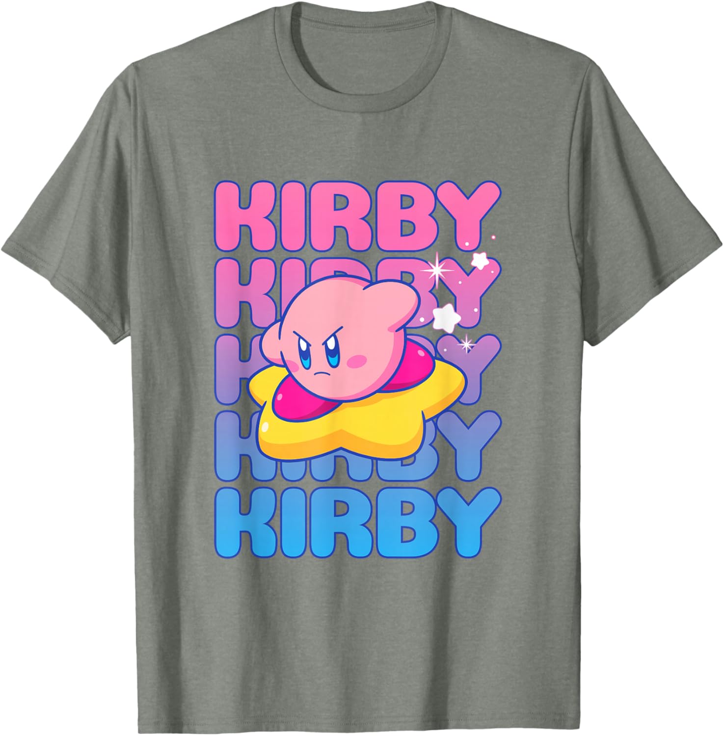 Kirby Nintendo Big Bubble Text Stack T-Shirt for Gamers and Fans - 11