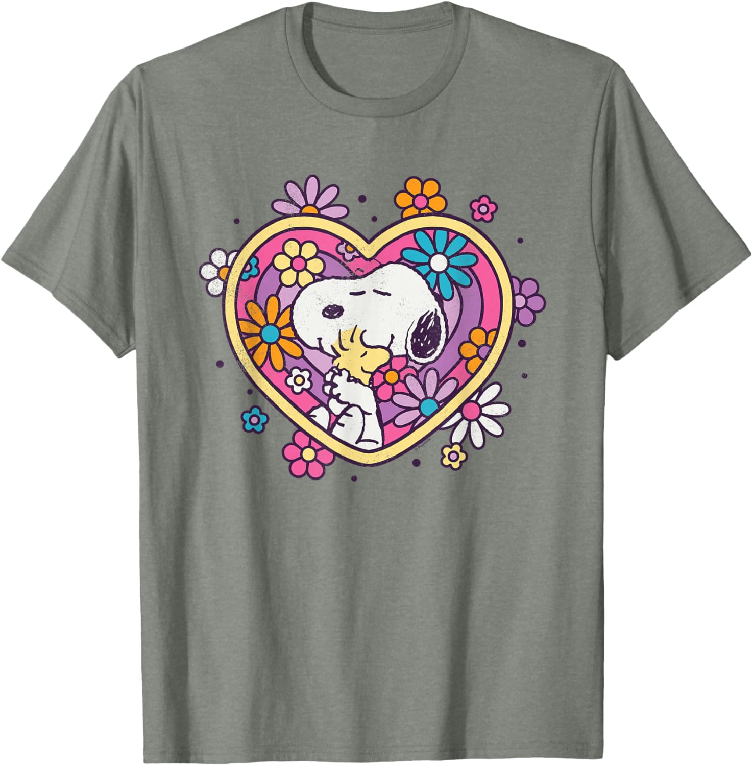 Peanuts Hug Heart Flowers T-Shirt Cute Apparel for Friends and Family - 9