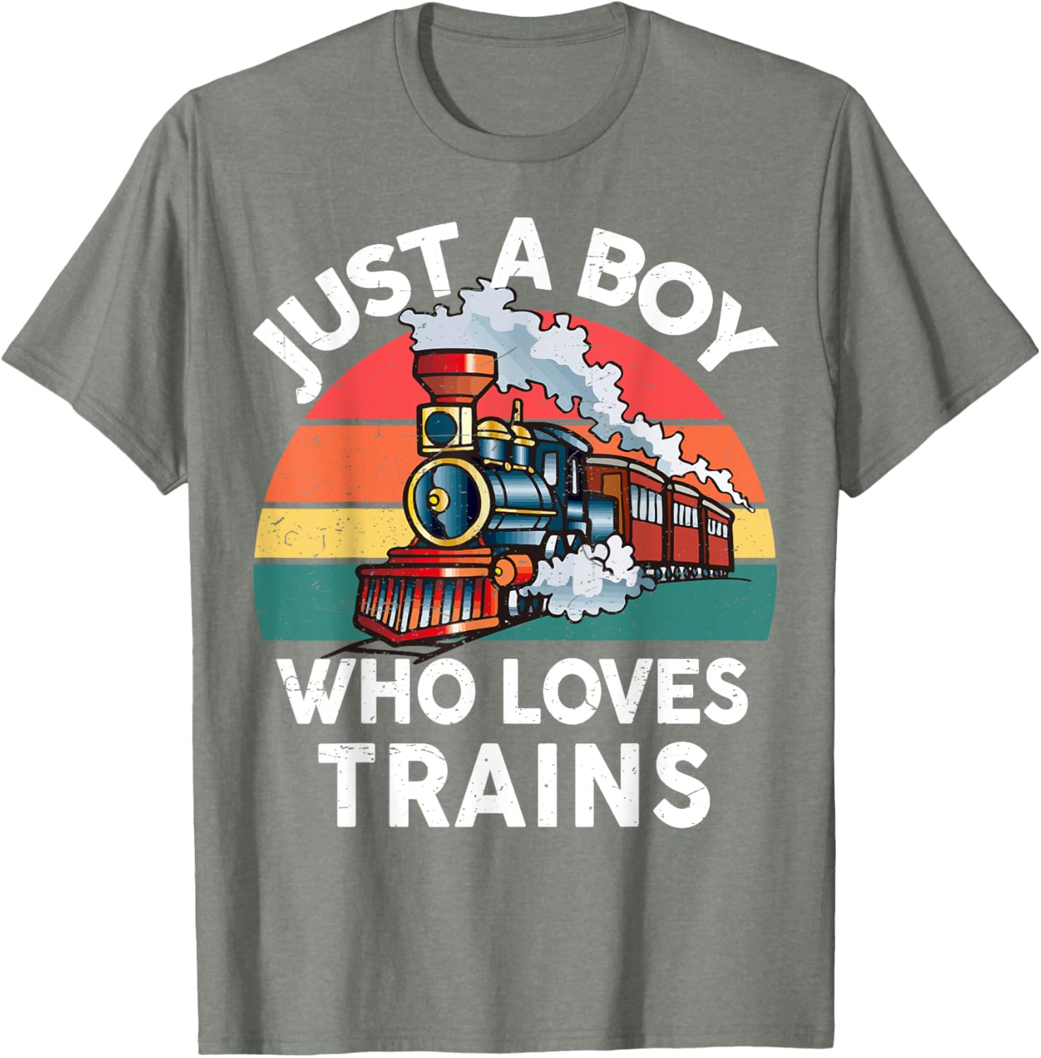 Funny Kids Train Lover T-Shirt Just A Boy Who Loves Trains Graphic Tee - 21