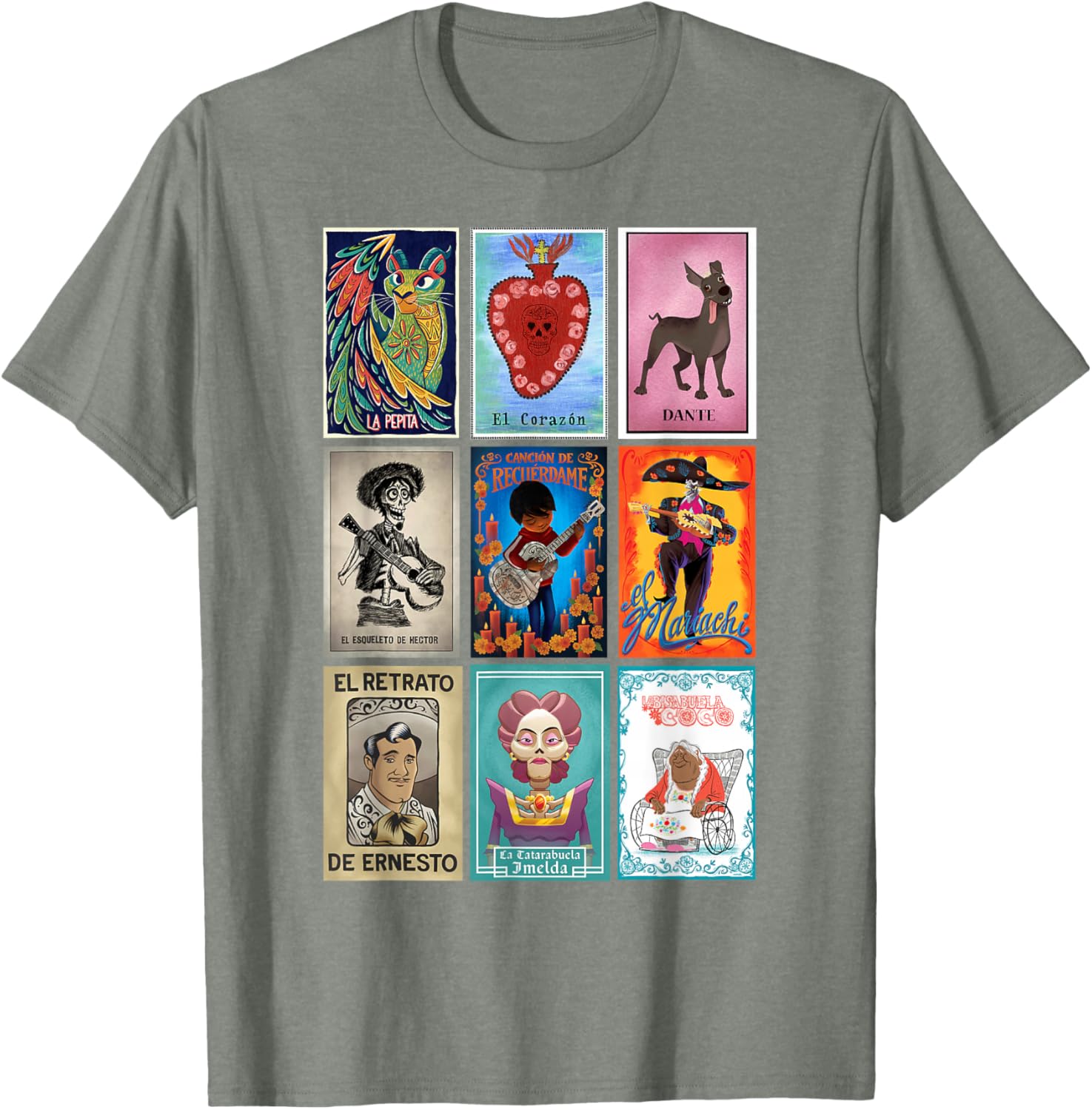 Disney Pixar Coco Vintage Loteria Cards T-Shirt for Fun and Style - 14