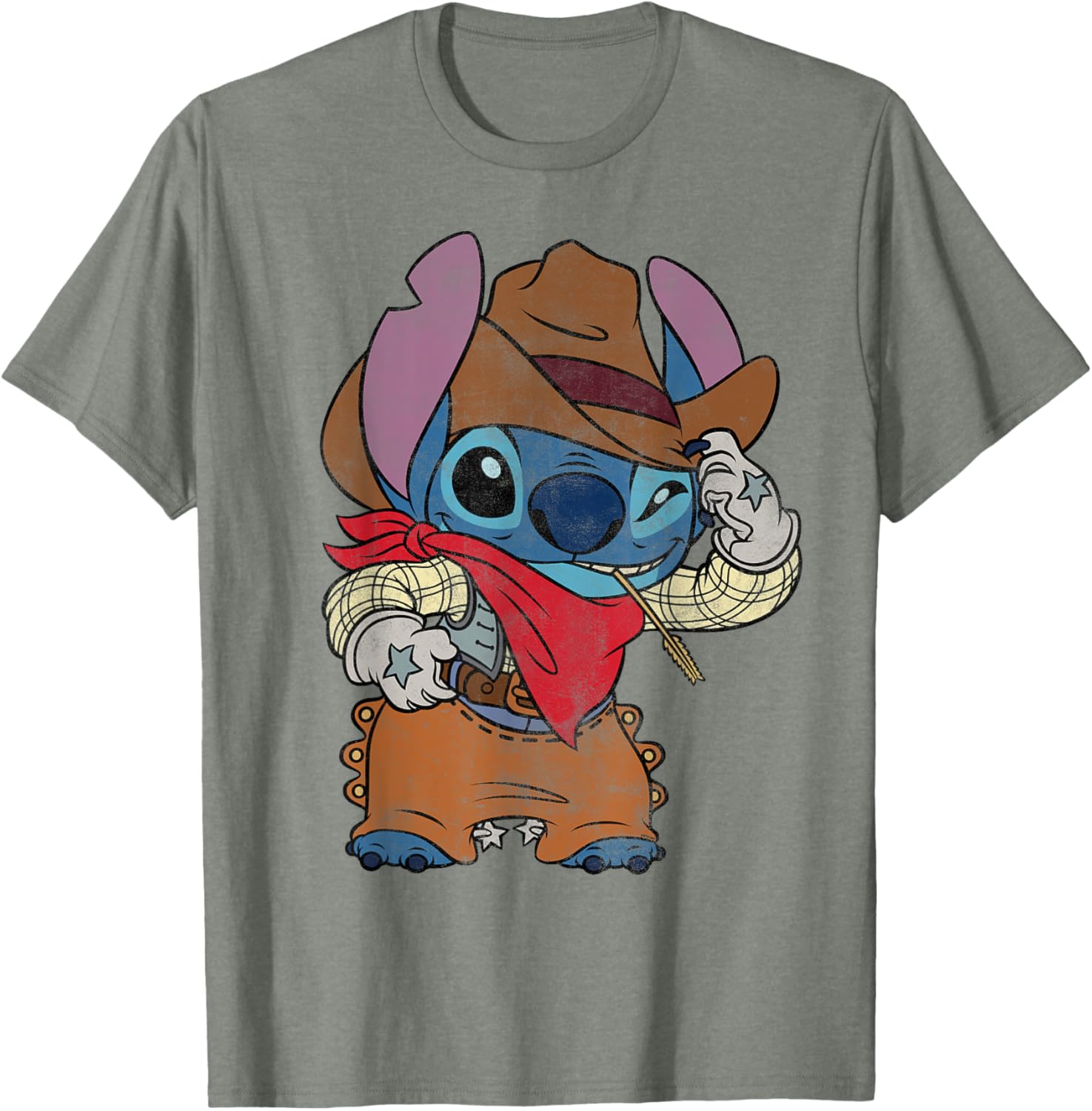 Disney Stitch Cowboy Costume T-Shirt Vintage Western Style Apparel - 23