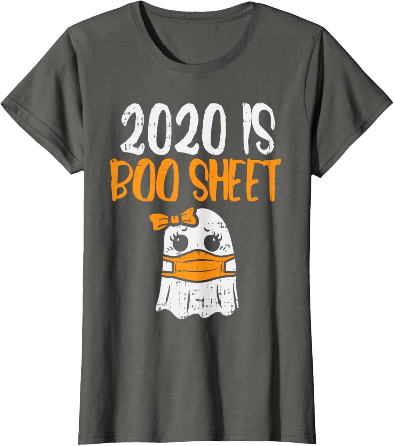 Cute Boo Sheet Ghost in Mask Halloween T-Shirt for Quarantine Fun - 7