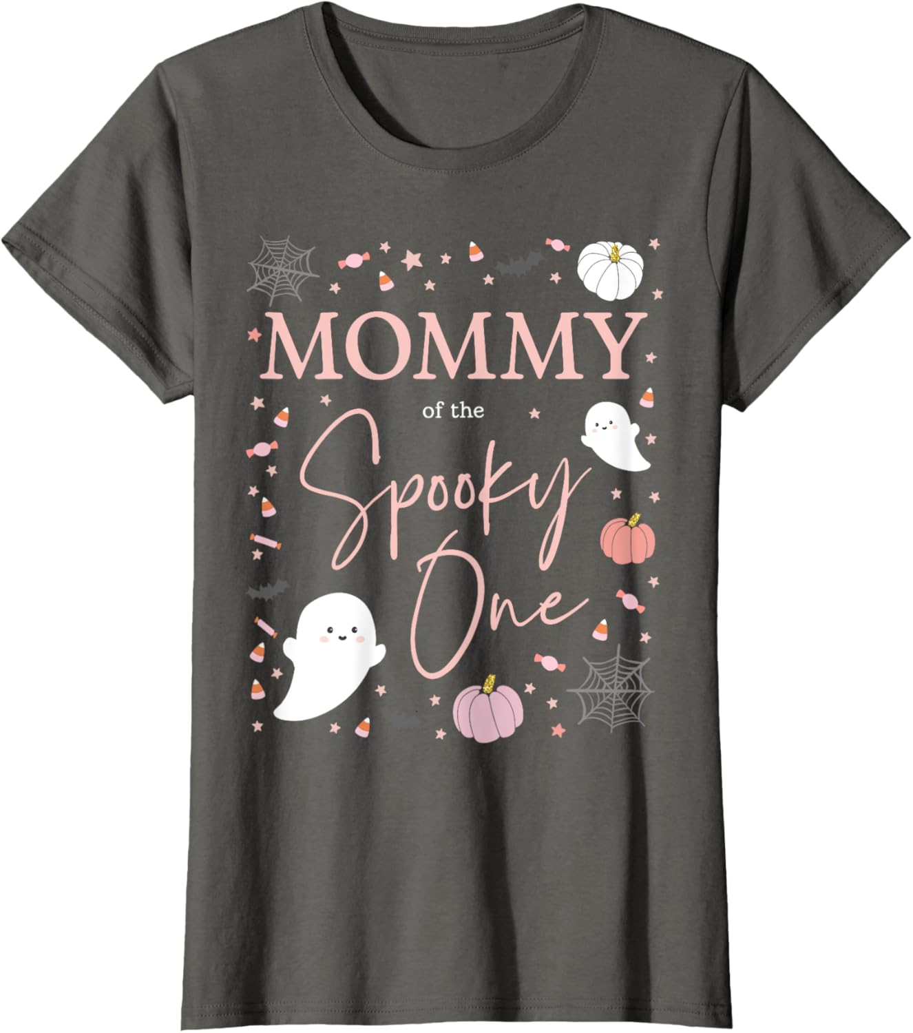 Cute Mommy of the Spooky One Pink Halloween T-Shirt for Girls 1st Birthday - 13