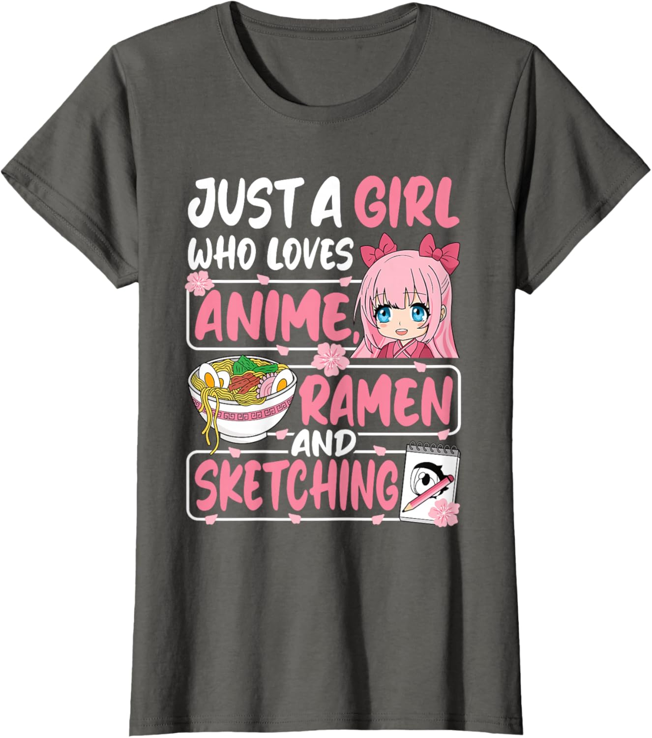 Cute Anime Ramen Sketching T-Shirt for Girls Who Love Japan Culture - 18