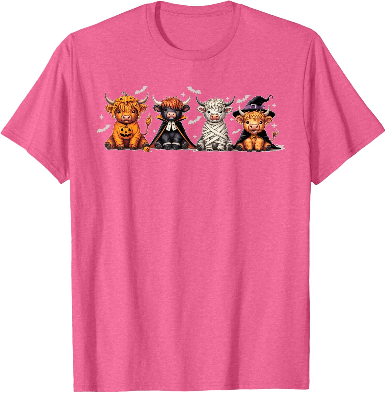 Spooky Halloween Highland Cow Cross Stitch T-Shirt for Festive Fun - 15