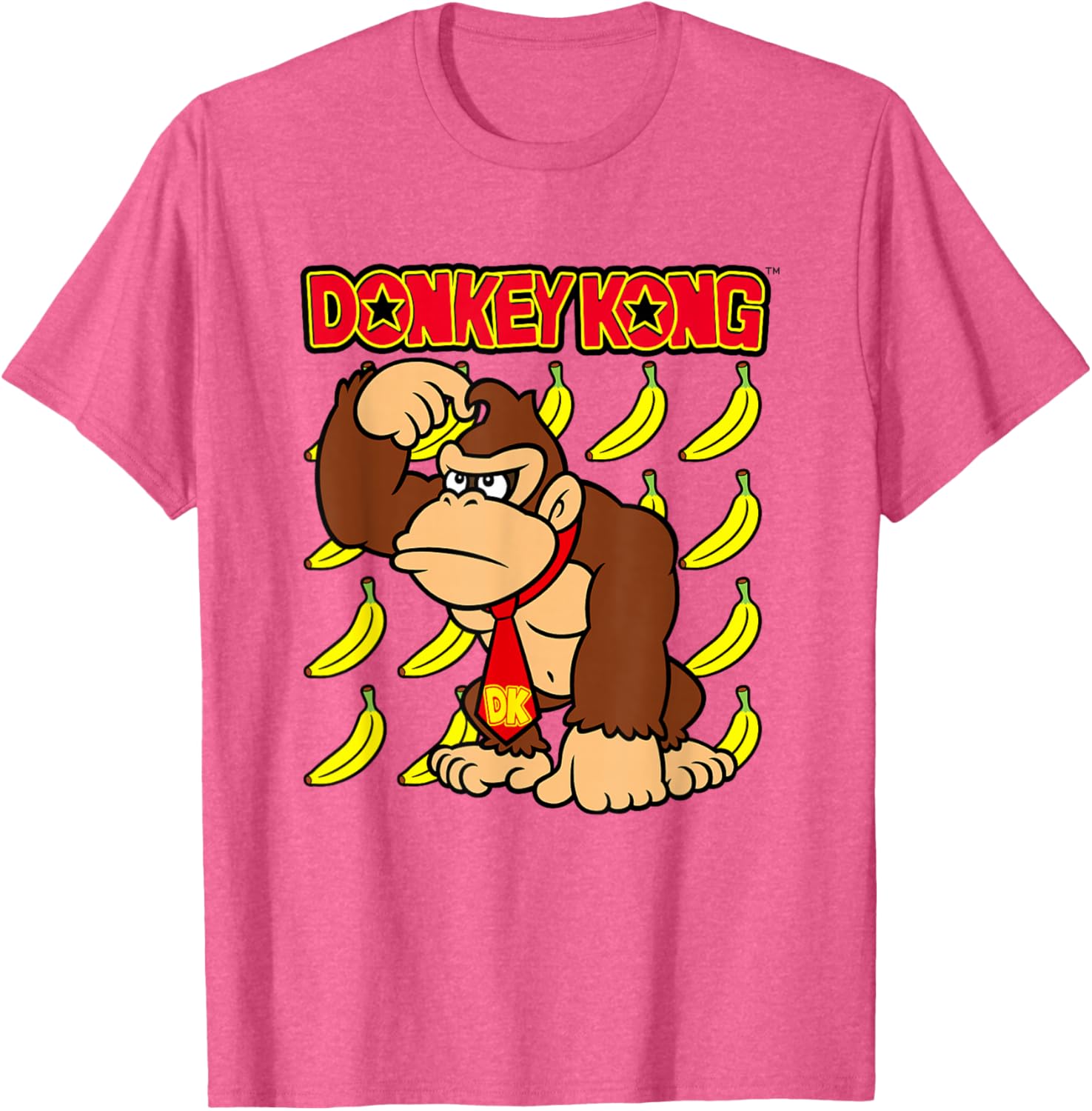 Donkey Kong Ape Thoughts Banana Background Graphic T-Shirt for Fans - 3
