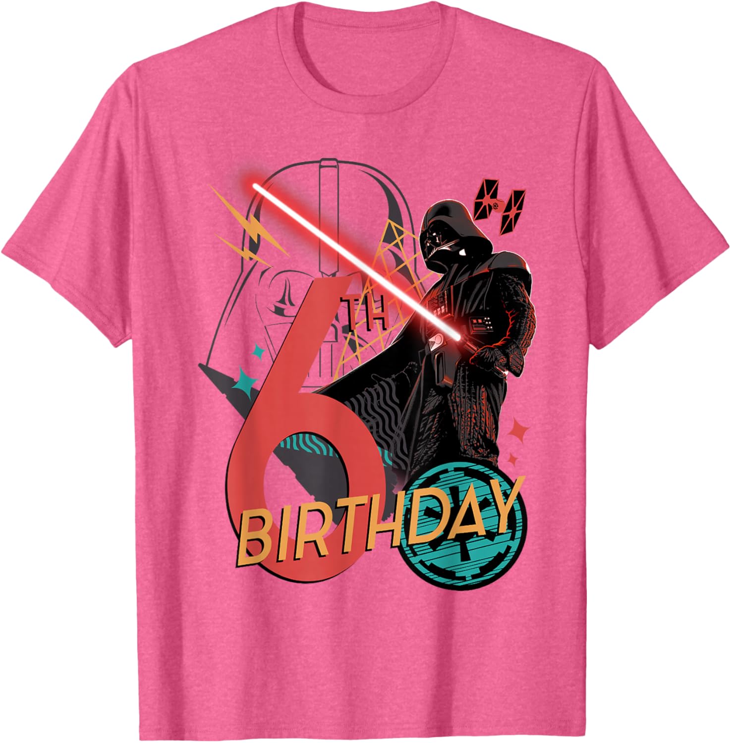 Darth Vader 6th Birthday T-Shirt with Abstract Design for Kids - 3