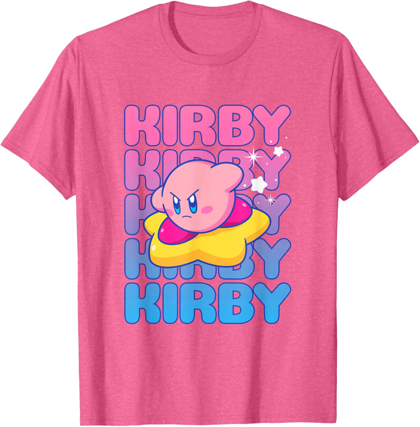 Kirby Nintendo Big Bubble Text Stack T-Shirt for Gamers and Fans - 1