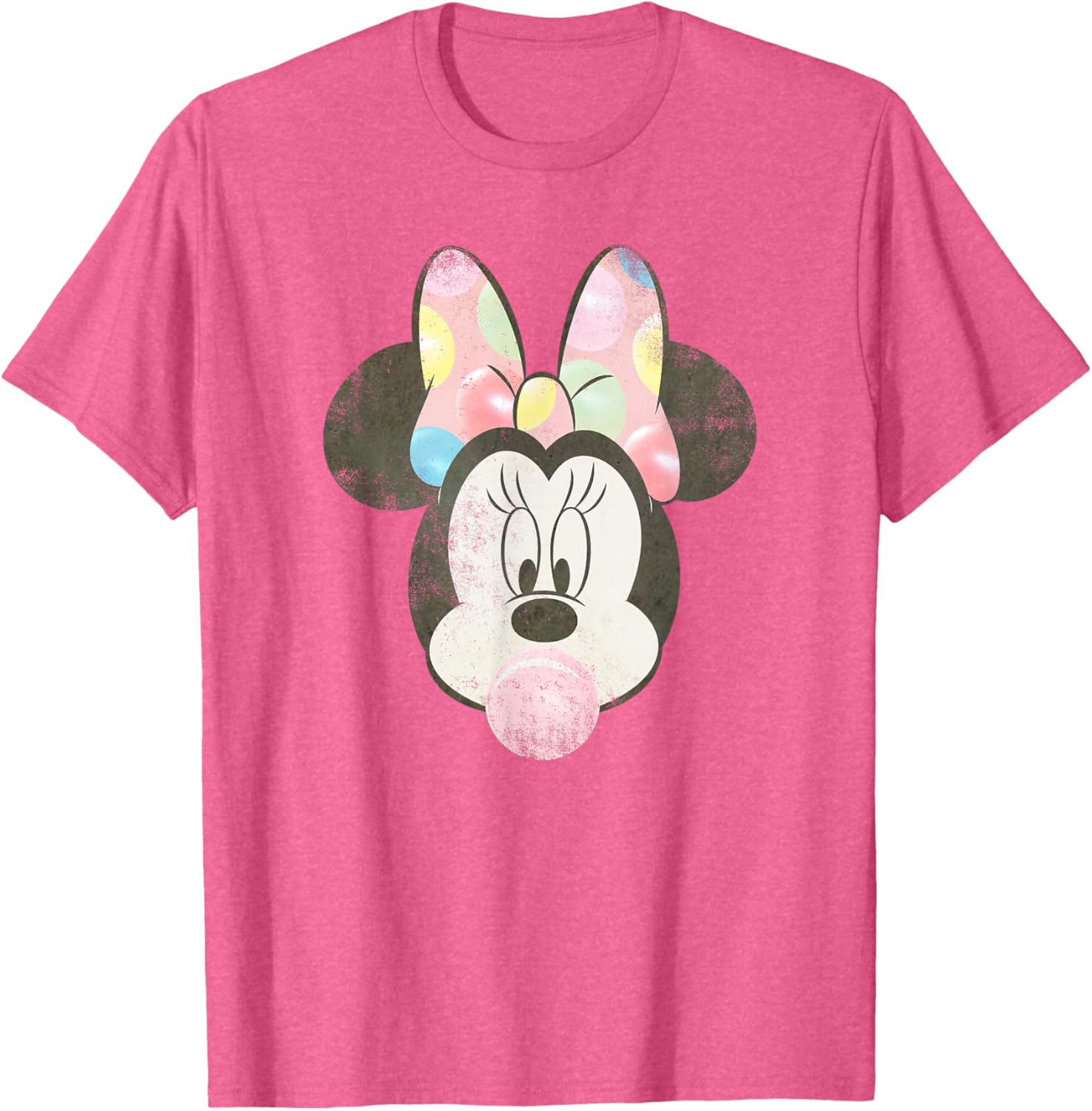 Disney Minnie Mouse Retro Big Face Bubblegum T-Shirt for Fun Fashion - 7