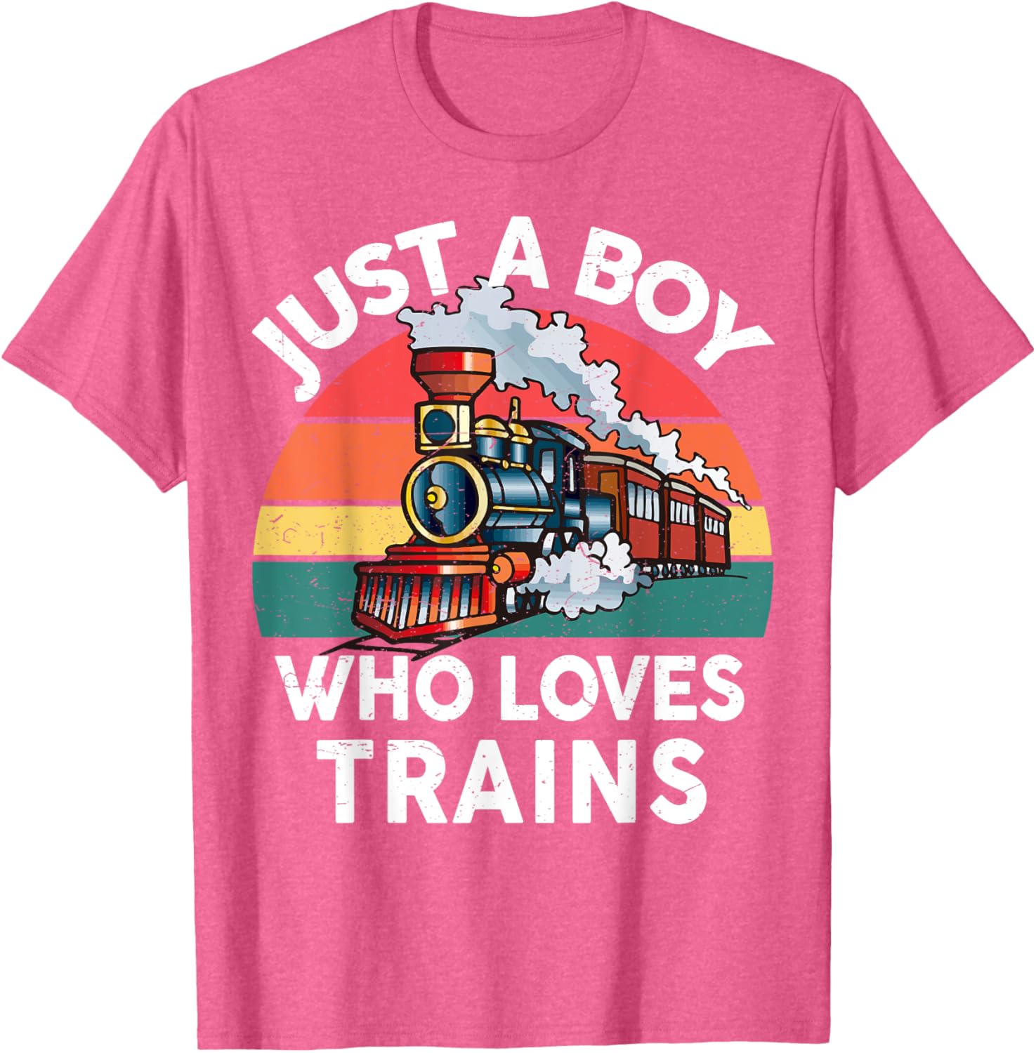 Funny Kids Train Lover T-Shirt Just A Boy Who Loves Trains Graphic Tee - 12