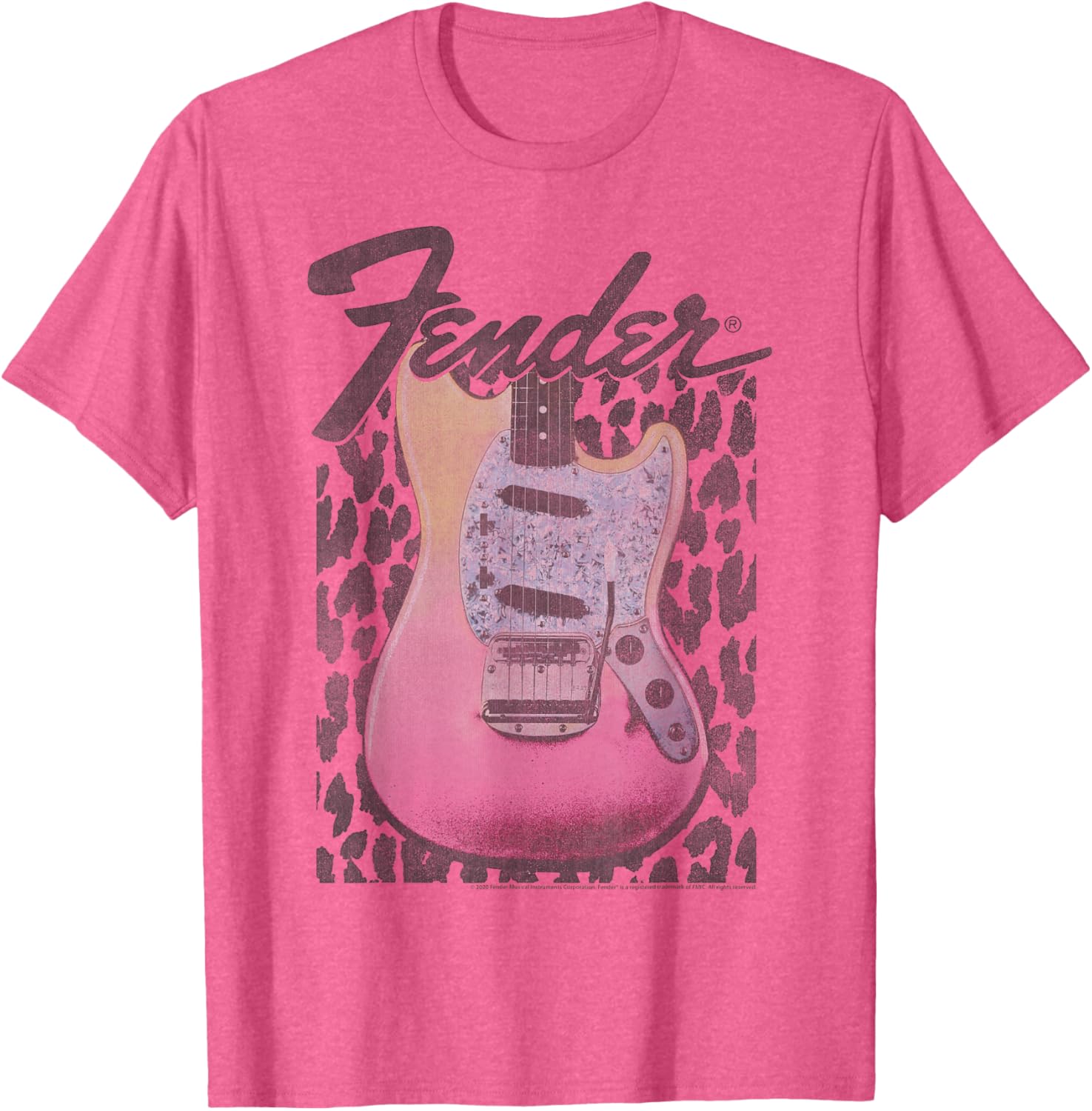 Fender Grunge Cheetah Print Electric Guitar T-Shirt for Music Lovers - 2