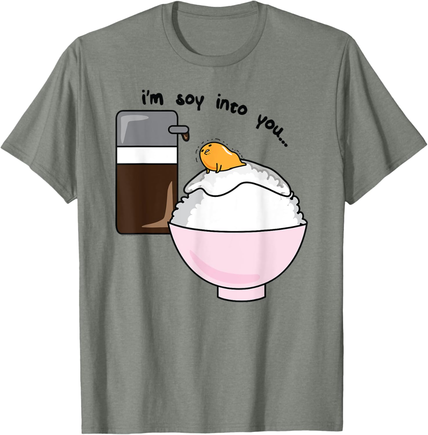 Gudetama I'm Soy Into You Cute Egg Rice Bowl T-Shirt for Food Lovers - 7