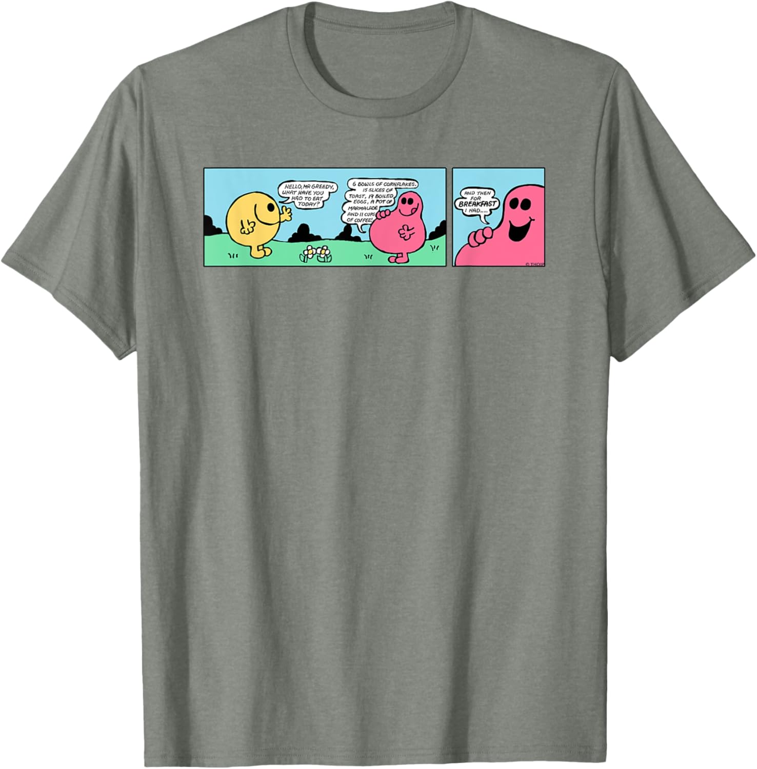 Mr Men Mr Greedy Retro Comic Book T-Shirt Colorful Fun Apparel - 2