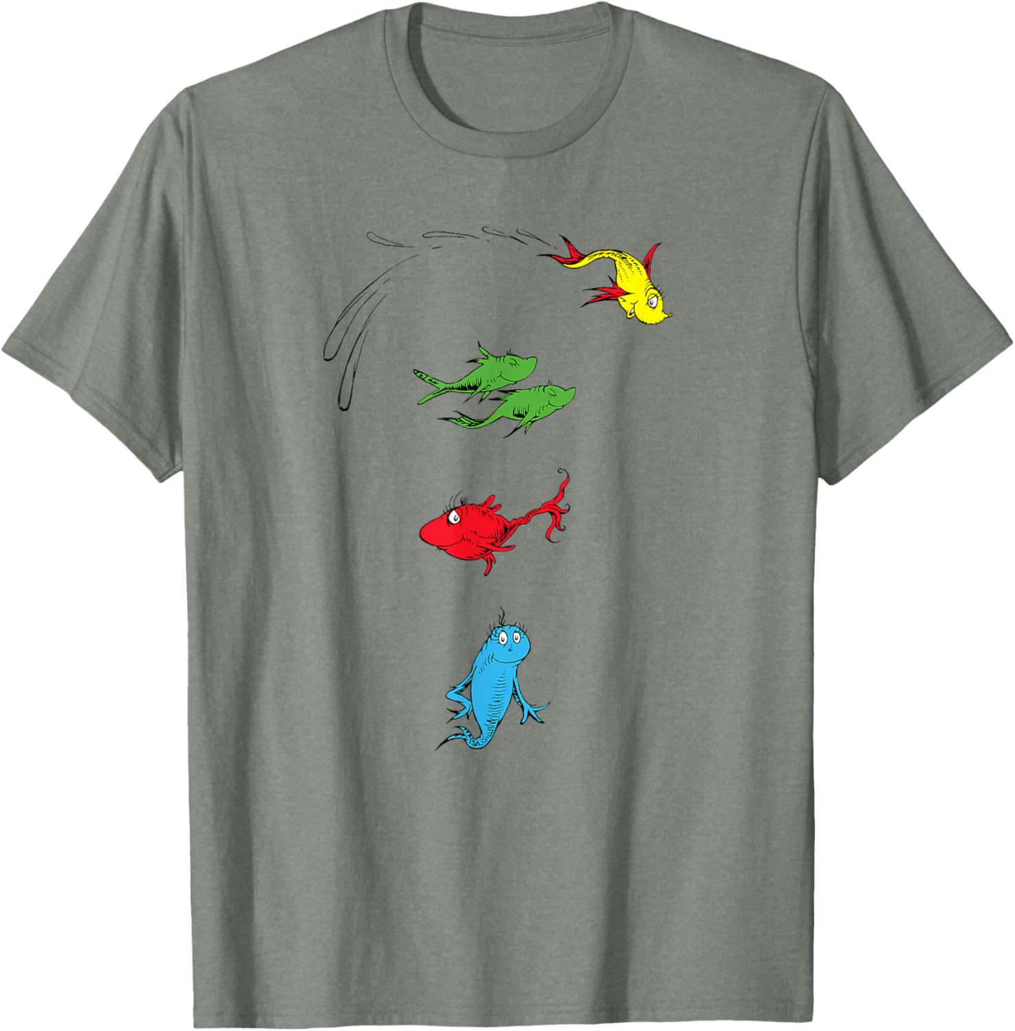 Dr. Seuss One Fish Two Fish Red Fish Blue Fish T-Shirt for Kids and Adults - 16