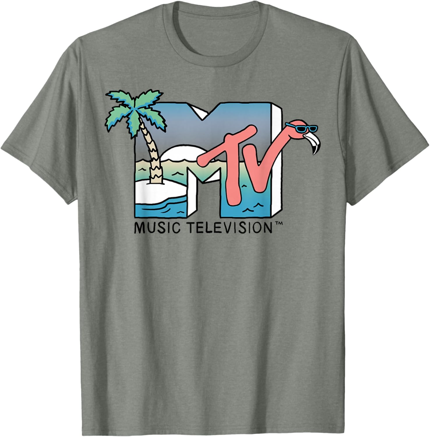 Vintage MTV Beach Island Flamingo Graphic T-Shirt for Casual Style - 10