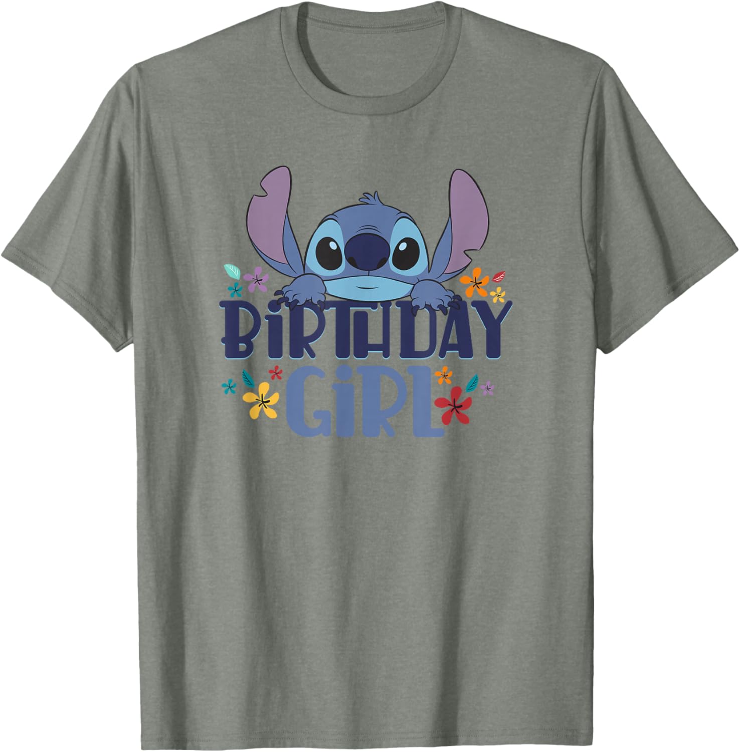 Disney Lilo & Stitch Birthday Girl Retro Floral Logo T-Shirt for Kids - 10