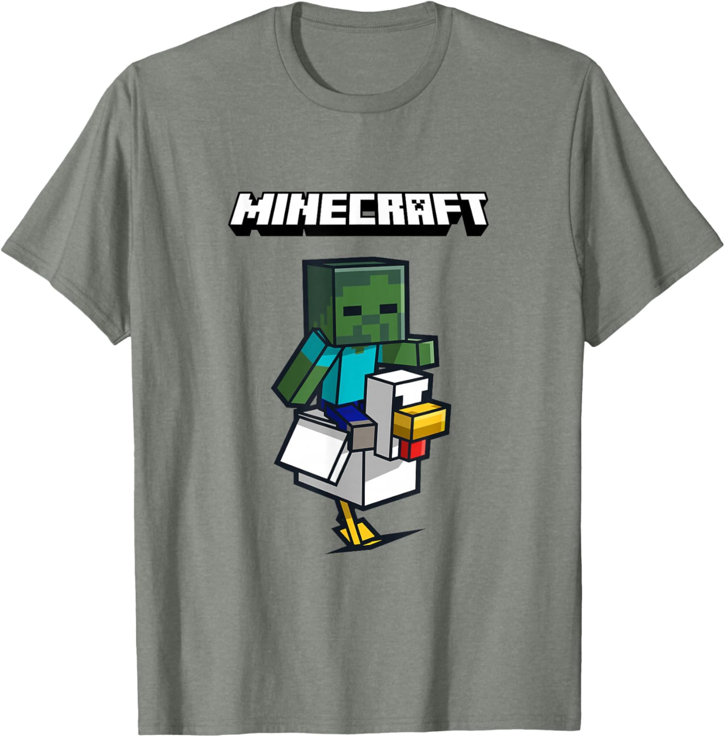 Cool Minecraft Zombie Ride Chicken Jockey T-Shirt for Gamers and Fans - 6