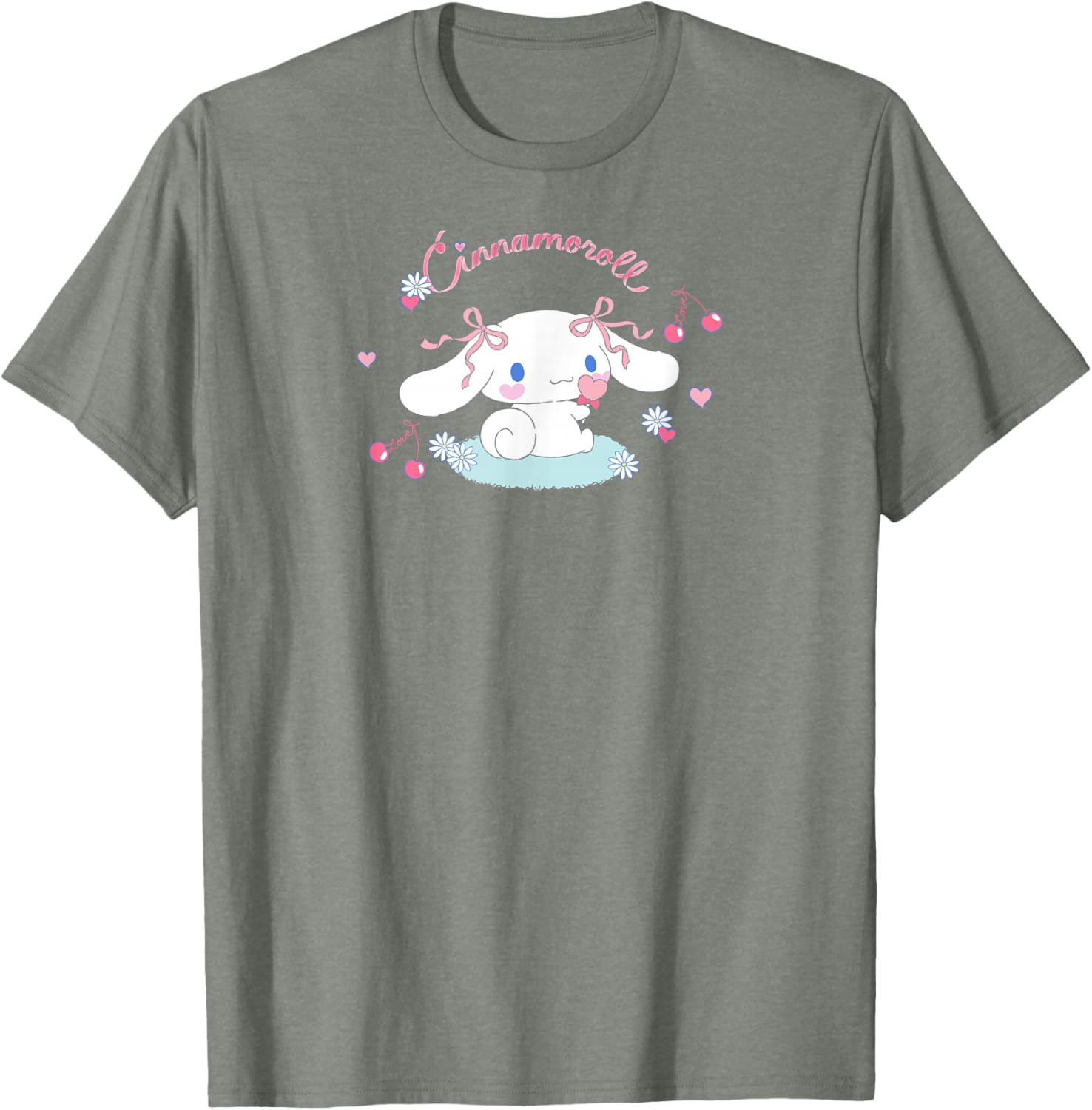 Cute SANRIO Cinnamoroll Cherry Love T-Shirt for All Seasons - White Small - 17