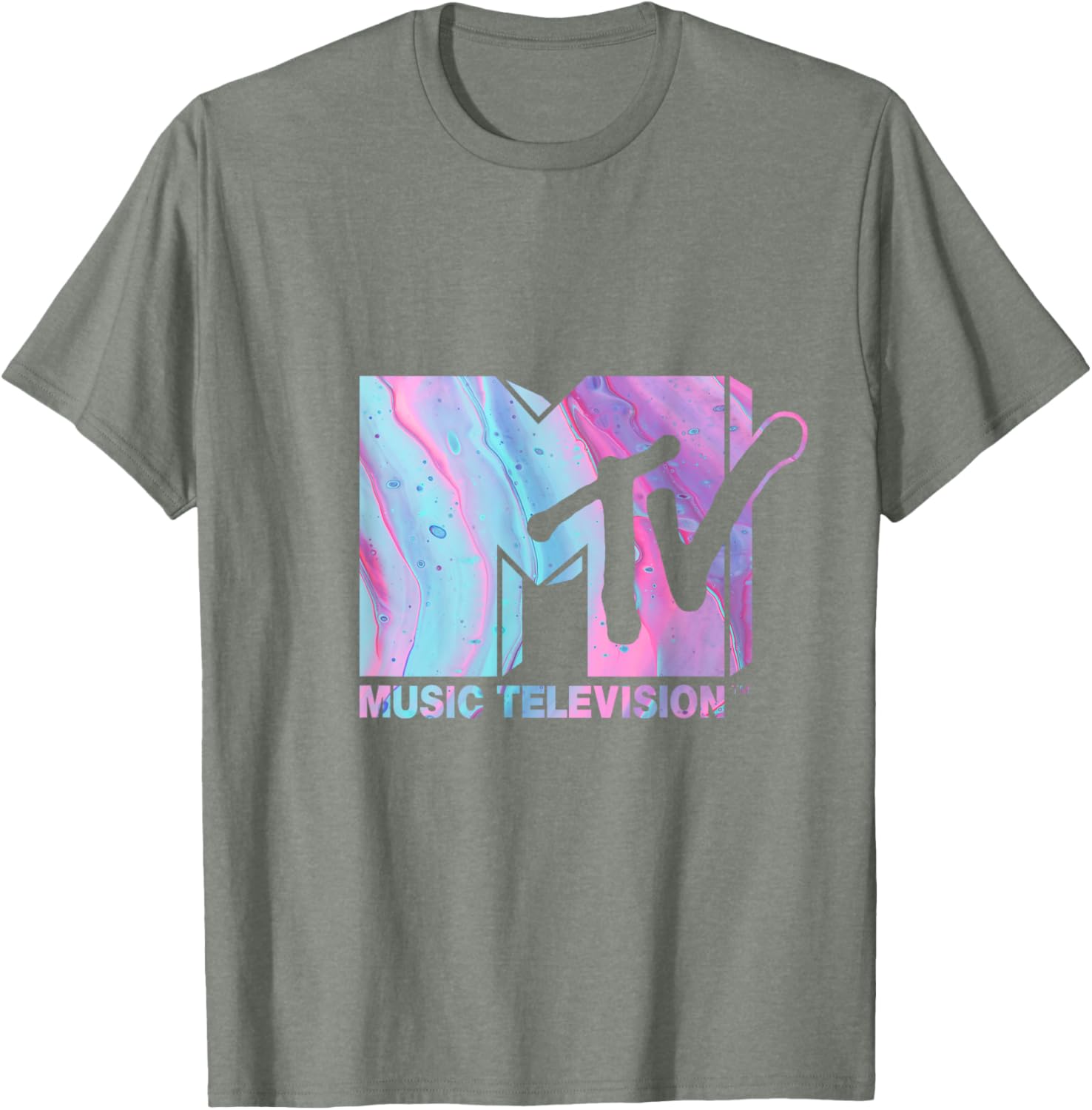 Mademark x MTV Fluid Logo T-Shirt in Pink and Blue for Stylish Wear - 12