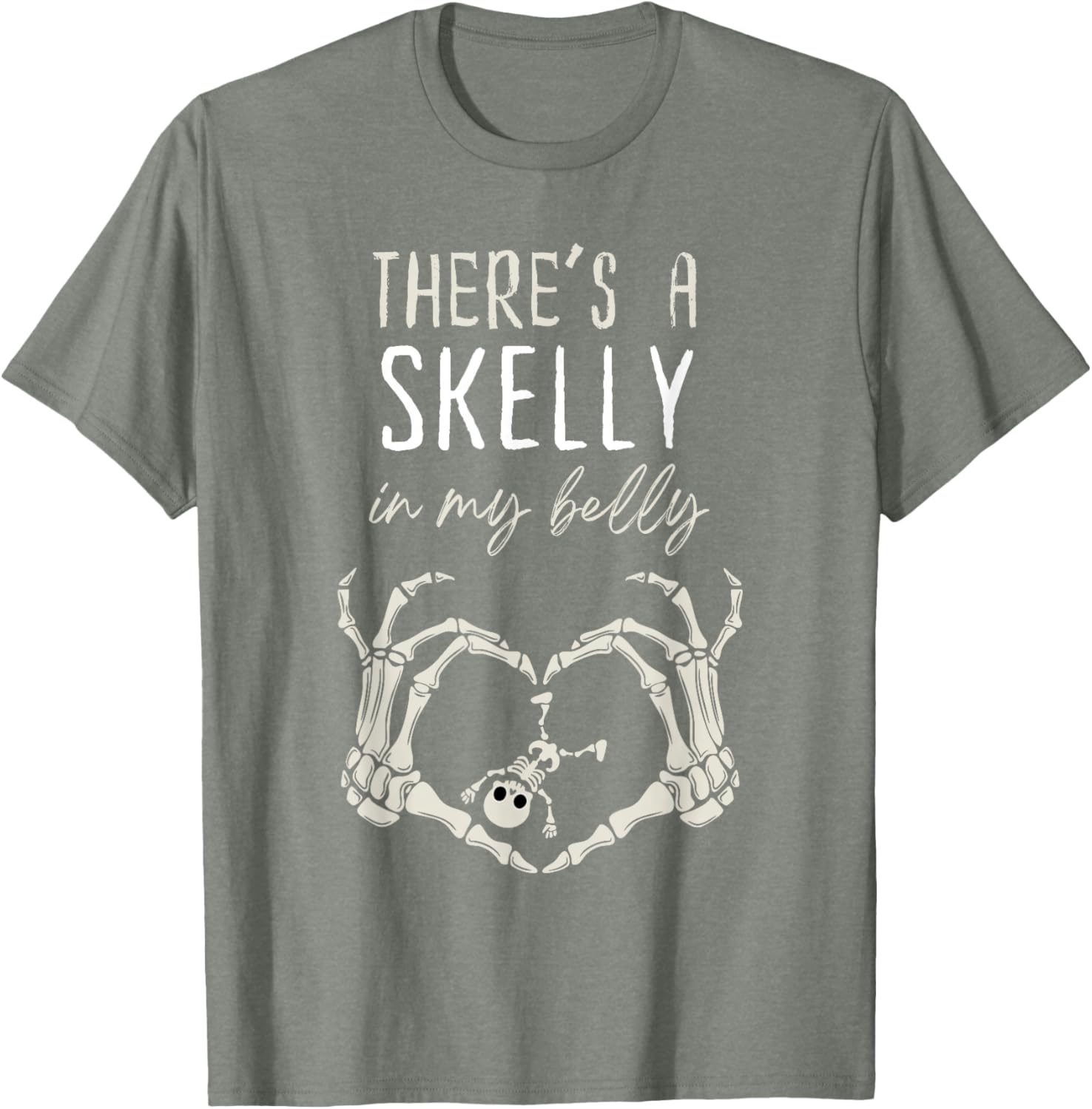 Funny Skeleton Skelly in My Belly Pregnant Halloween T-Shirt for Moms - 17