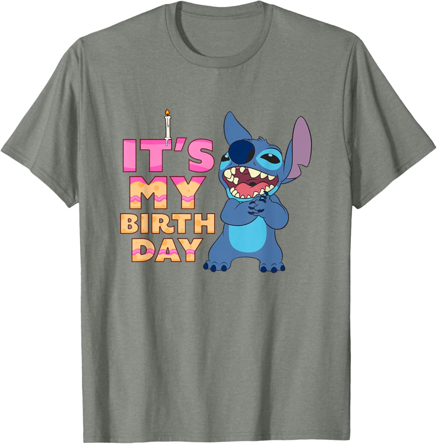 Disney Lilo & Stitch Birthday Retro Text Stack T-Shirt for Celebrations - 4