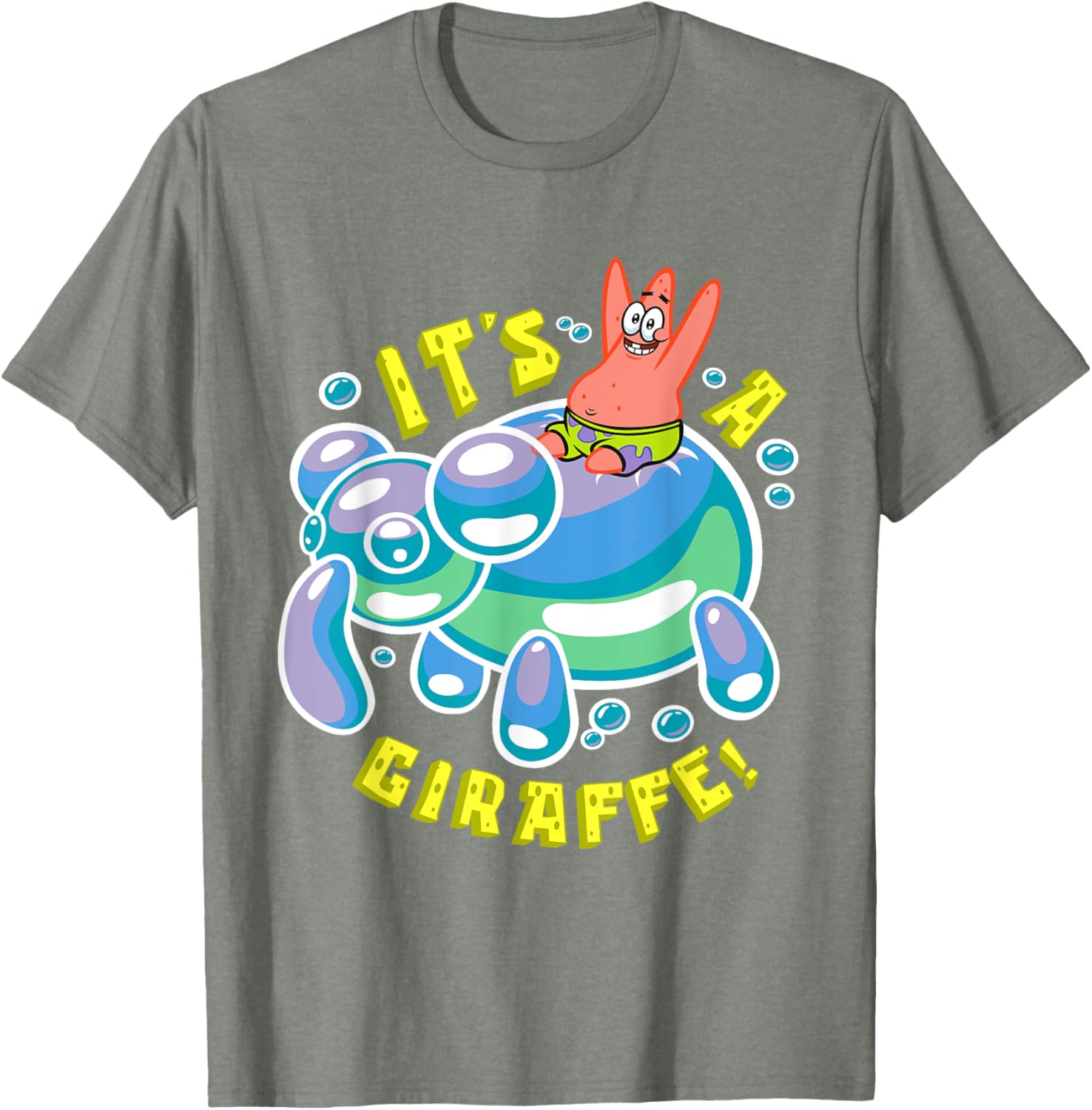 Mademark SpongeBob Patrick Star Riding Balloon Giraffe T-Shirt - 2