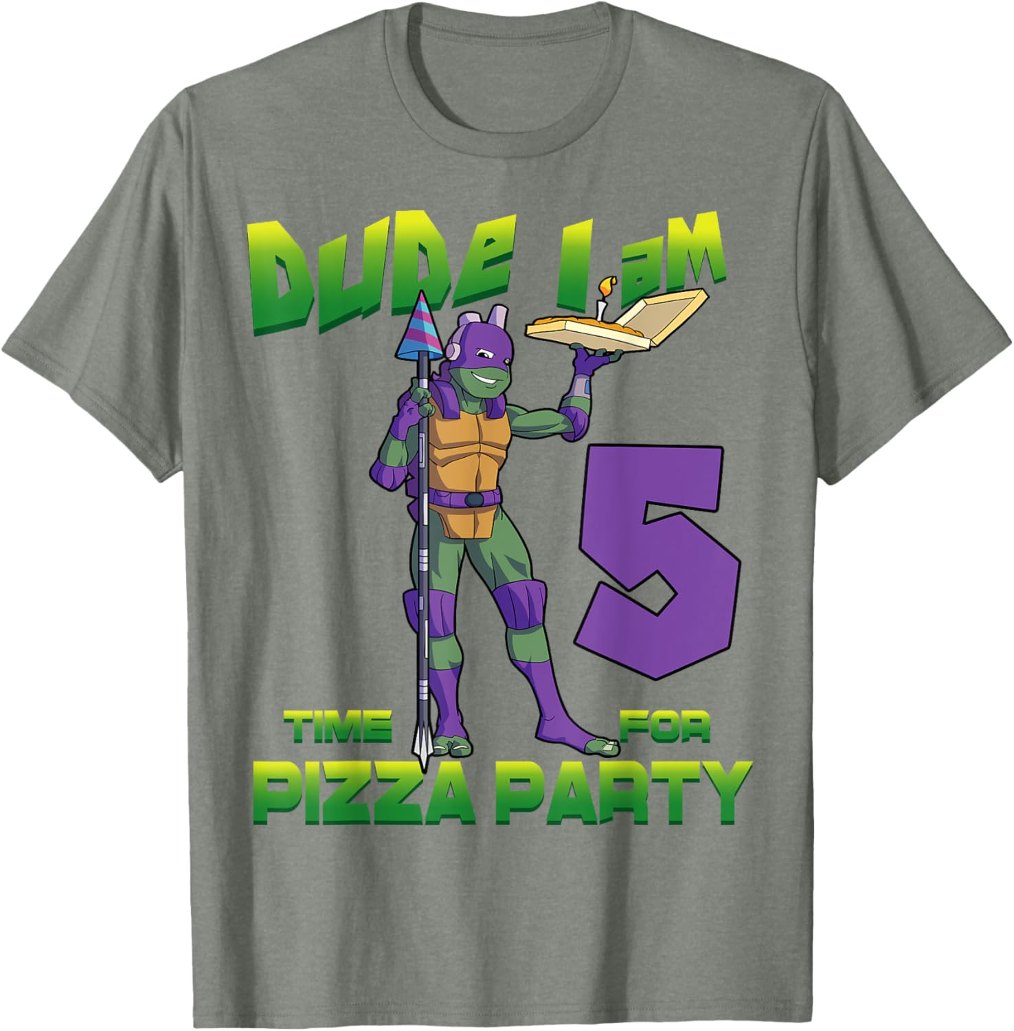 Mademark x TMNT Donnie Pizza Birthday T-Shirt for 5 Year Olds - 10