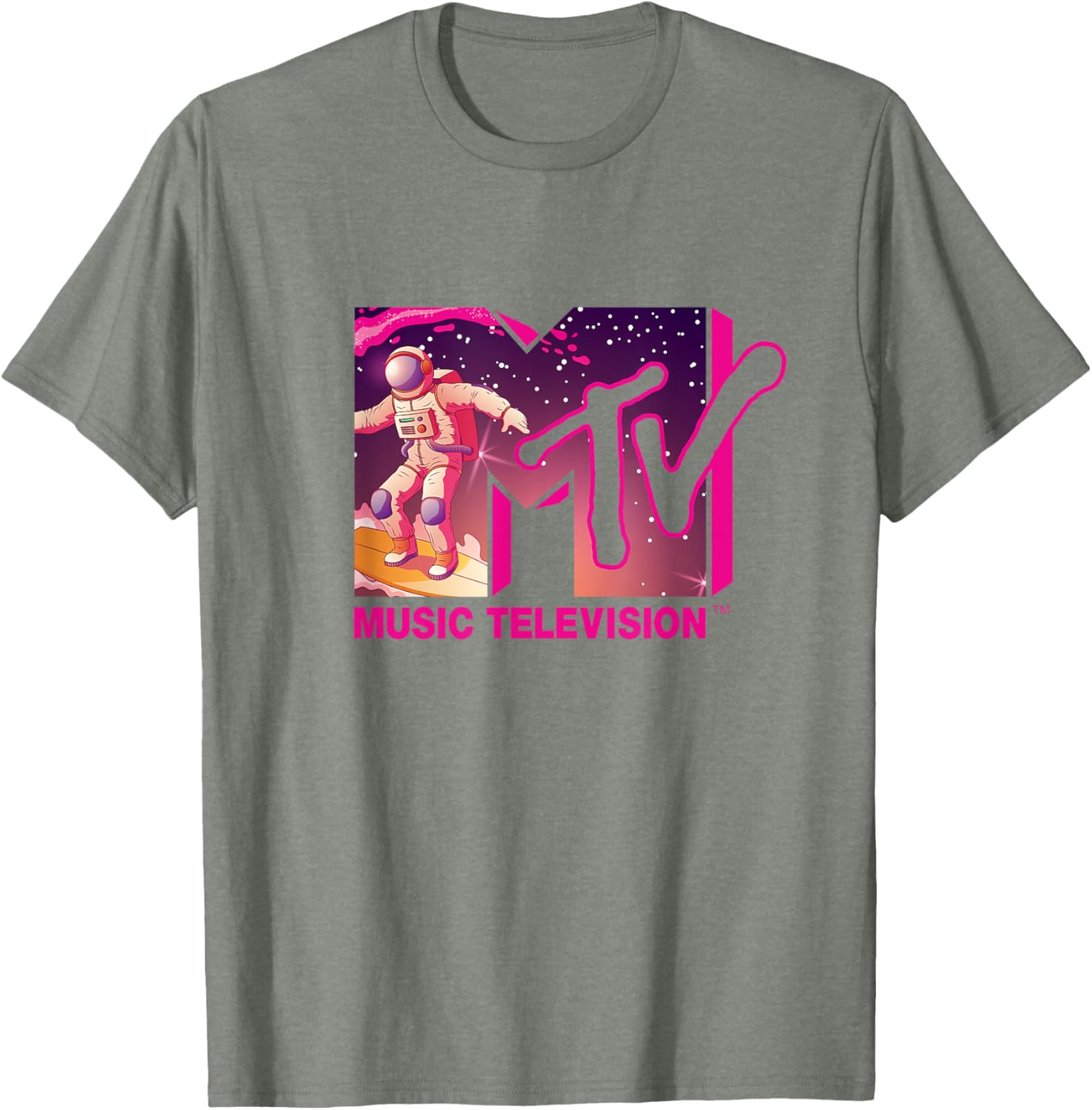 Mademark x MTV Surfing Astronaut Space T-Shirt - Official MTV Logo Tee - 13