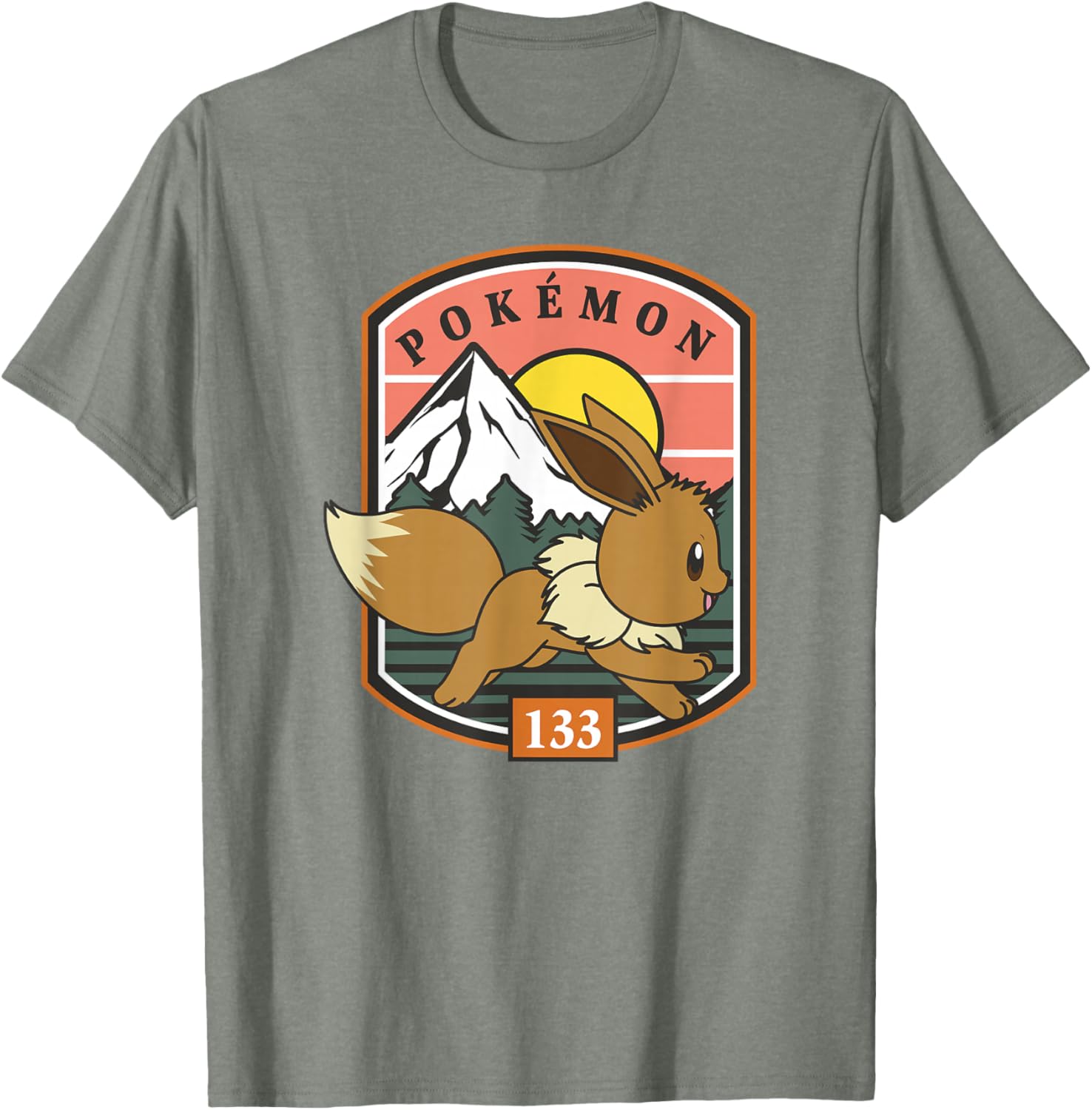 Eevee Outdoor Adventure T-Shirt for Pokémon Fans - Forest Park Badge Design - 11