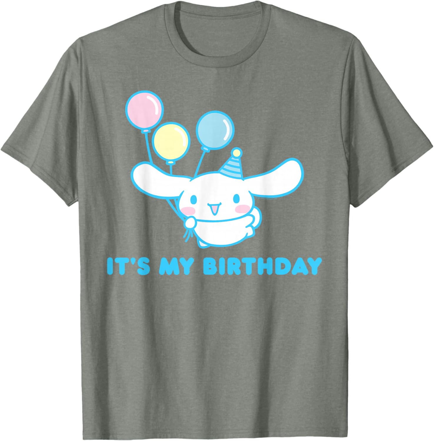 Sanrio Cinnamoroll Birthday T-Shirt for Adults - Blue Crew Neck Short Sleeve - 3