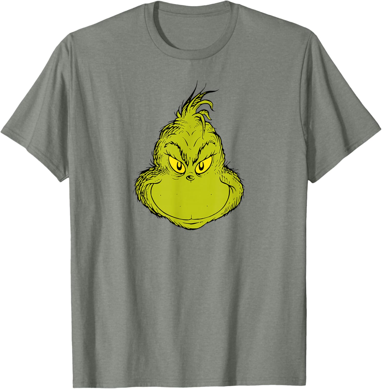 Classic Dr. Seuss Grinch Face T-Shirt for Fun Holiday Style - 21