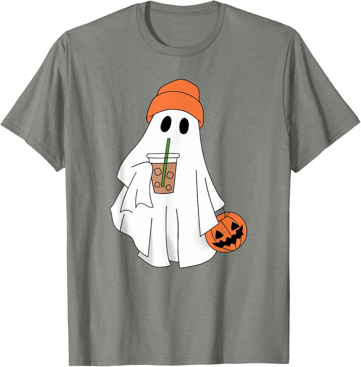 Halloween Ghost Drinking Coffee T-Shirt for Men and Women - 13