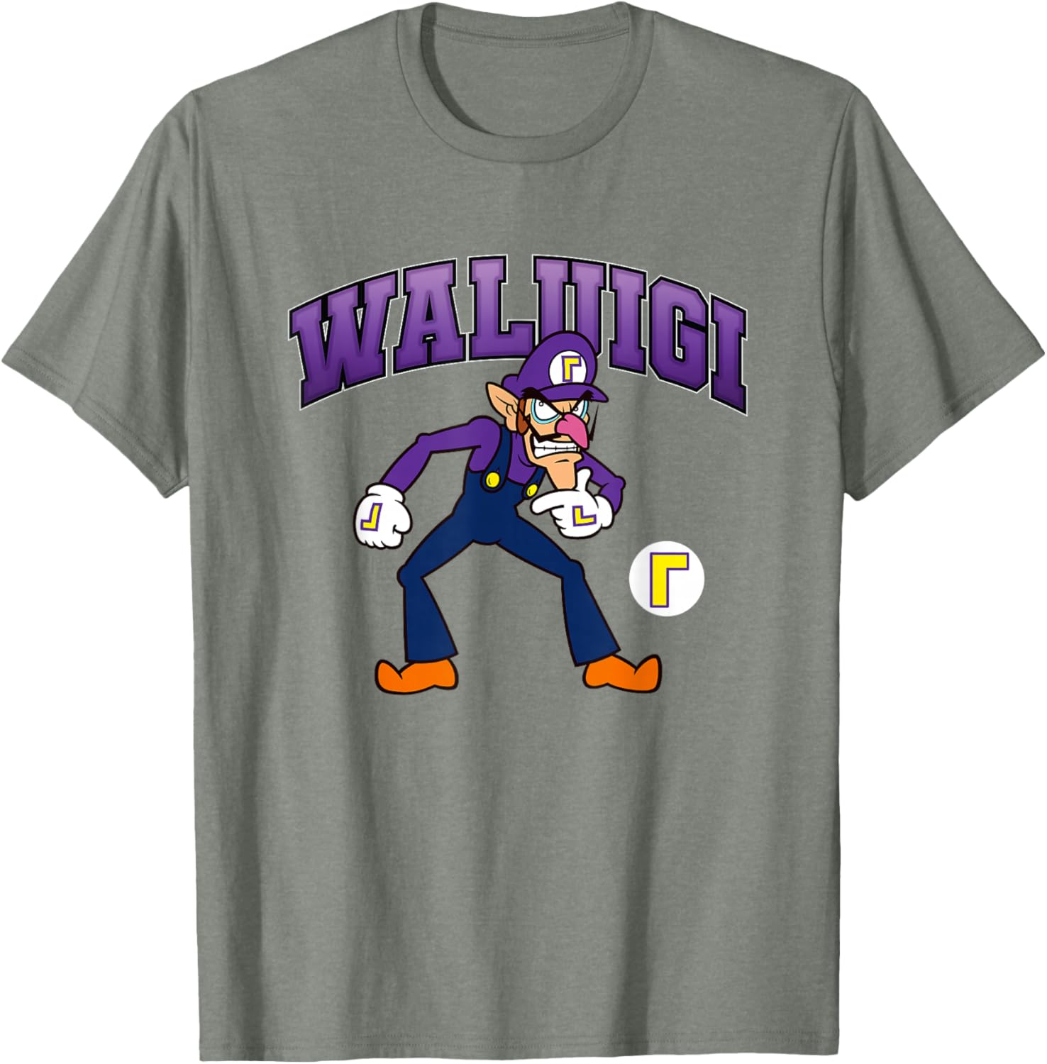 Super Mario Bros Waluigi Big Character Portrait T-Shirt for Fans - 6