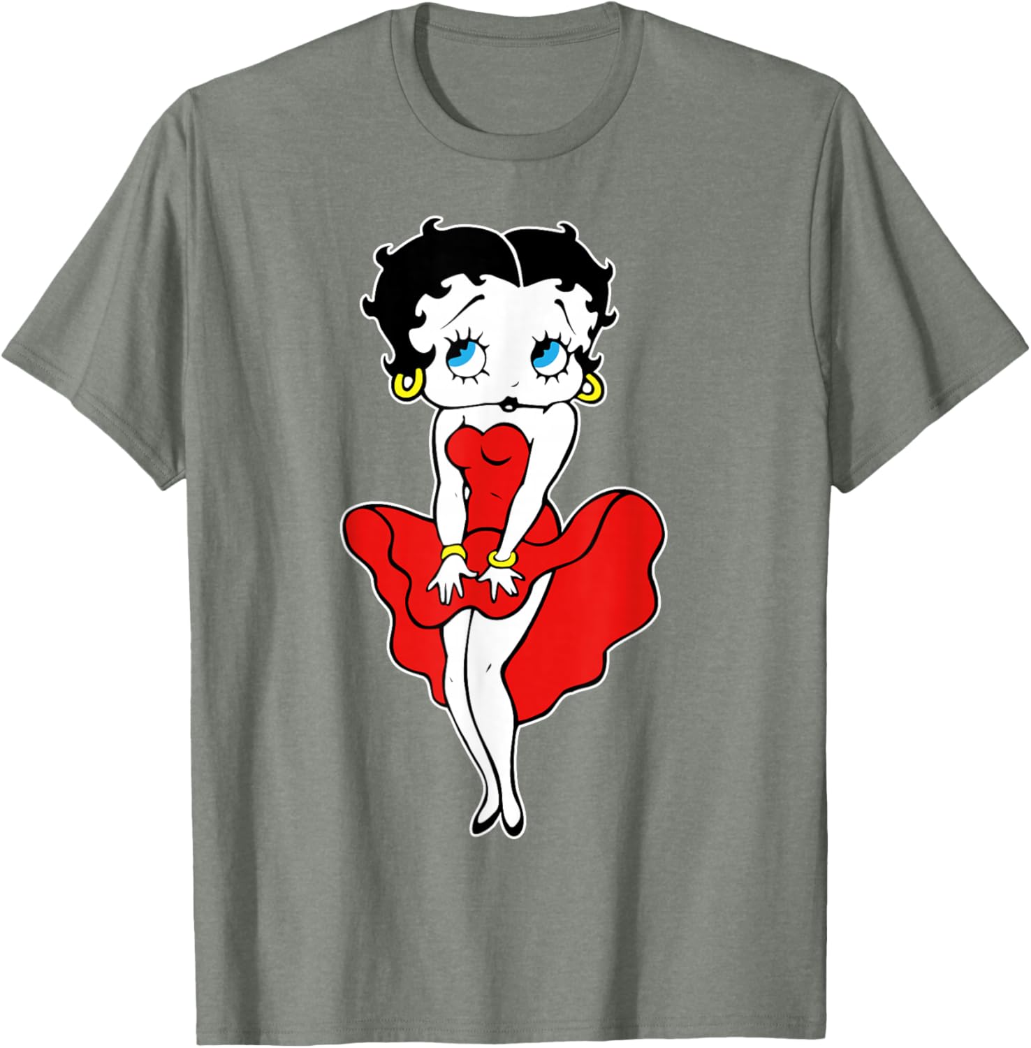 Classic Betty Boop Retro Red Dress T-Shirt for Fun Cartoon Lovers - 3