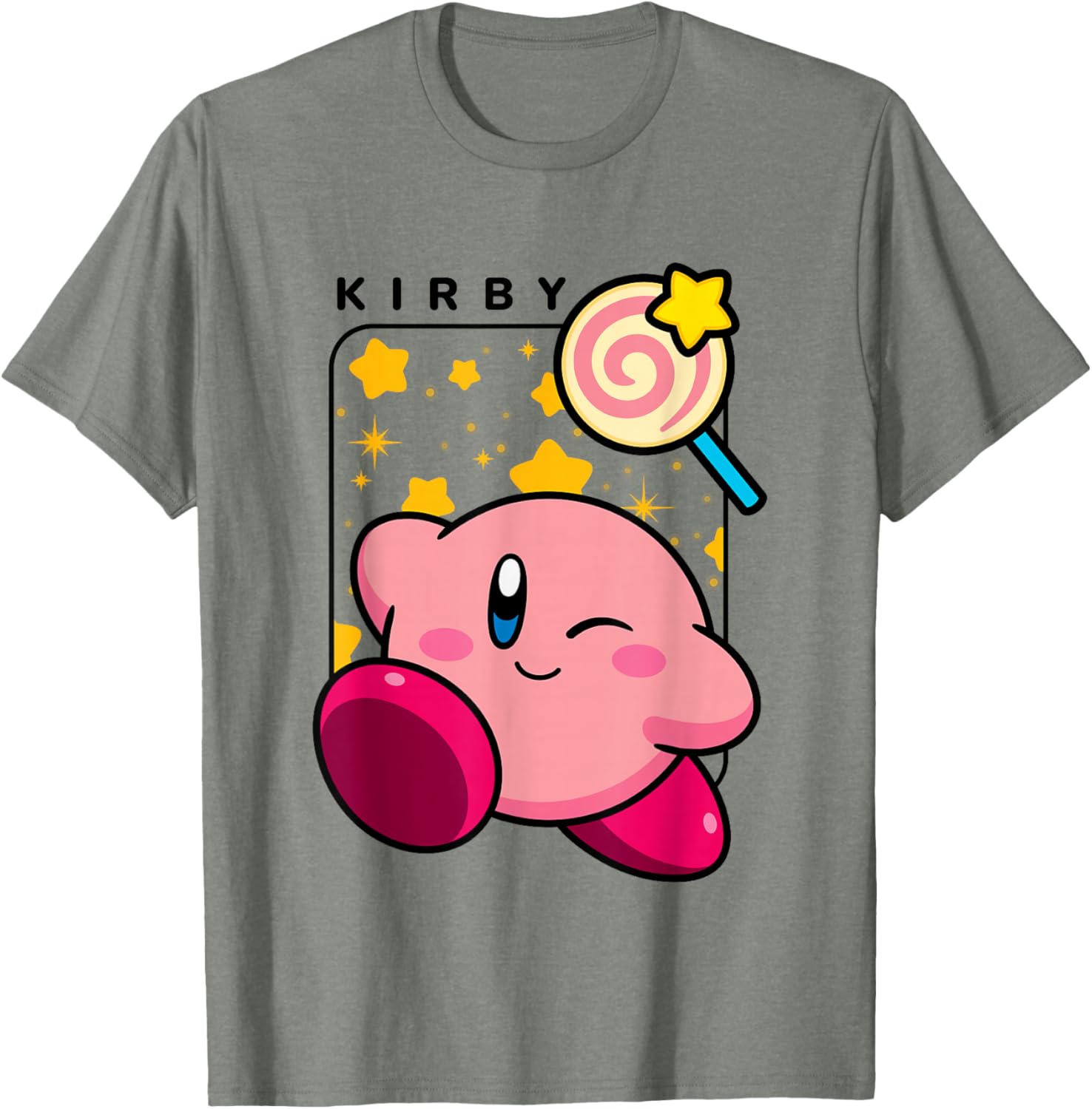 Cute Kirby Lollipop Stars Graphic T-Shirt for Nintendo Fans - 13