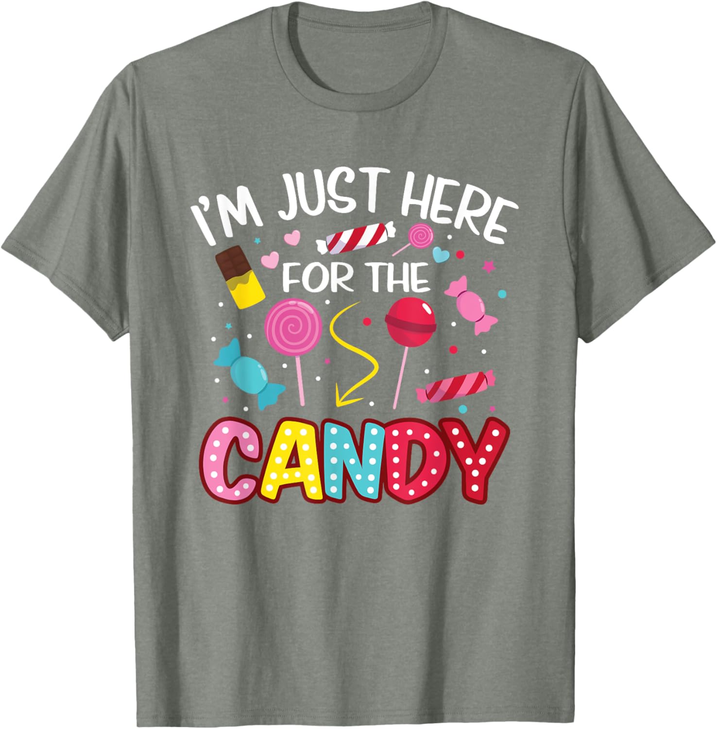 Cute I'm Just Here For The Candy Lollipop Halloween T-Shirt for Kids - 1