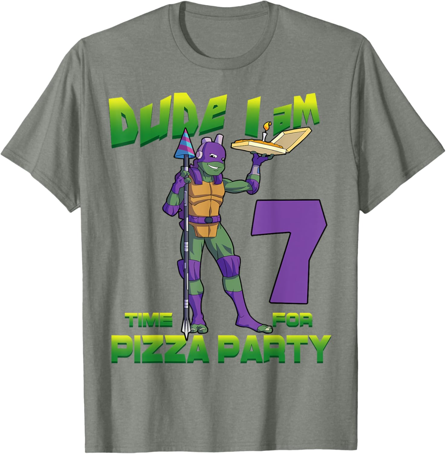 Cool TMNT Donatello Pizza Birthday Party T-Shirt for 7 Year Old Boys - 6