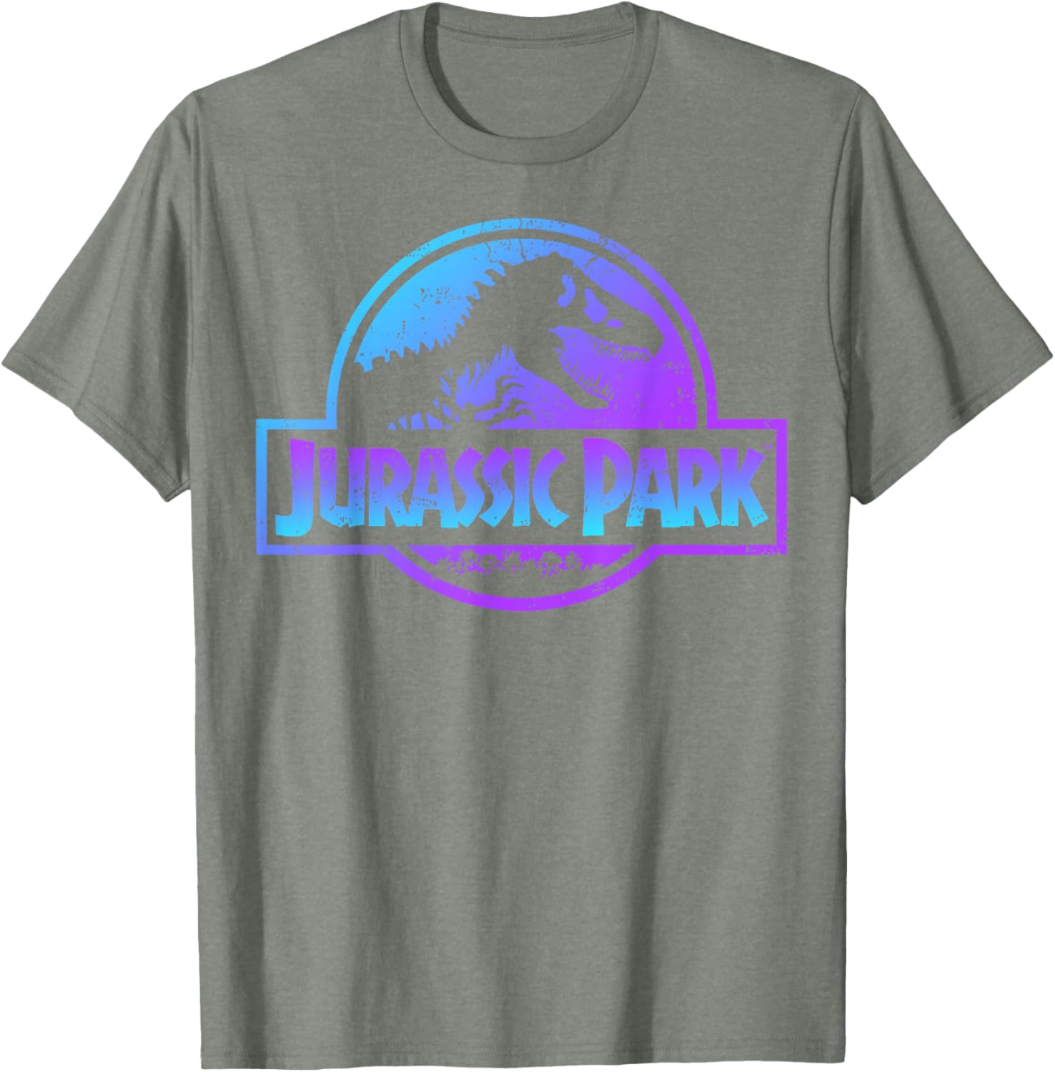 Jurassic Park Blue and Purple Fossil Logo Graphic T-Shirt for Fans - 3