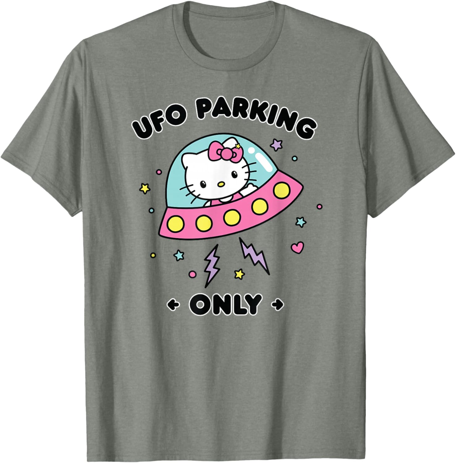 Hello Kitty UFO Parking Only Area 51 Alien Spaceship T-Shirt for Fun Lovers - 16