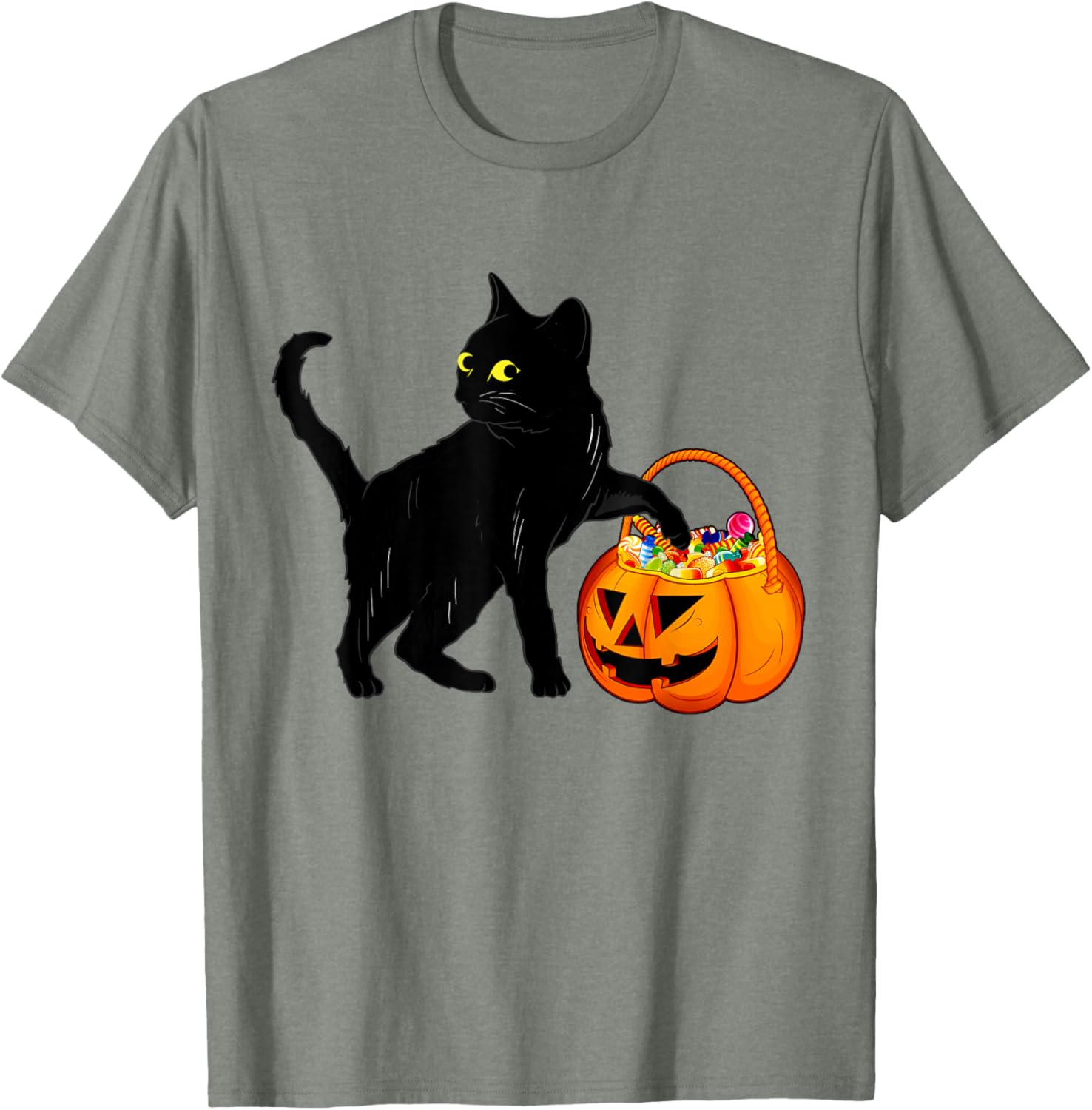 Halloween Black Cat Pumpkin T-Shirt Cute Candy Jack O' Lantern Design - 6