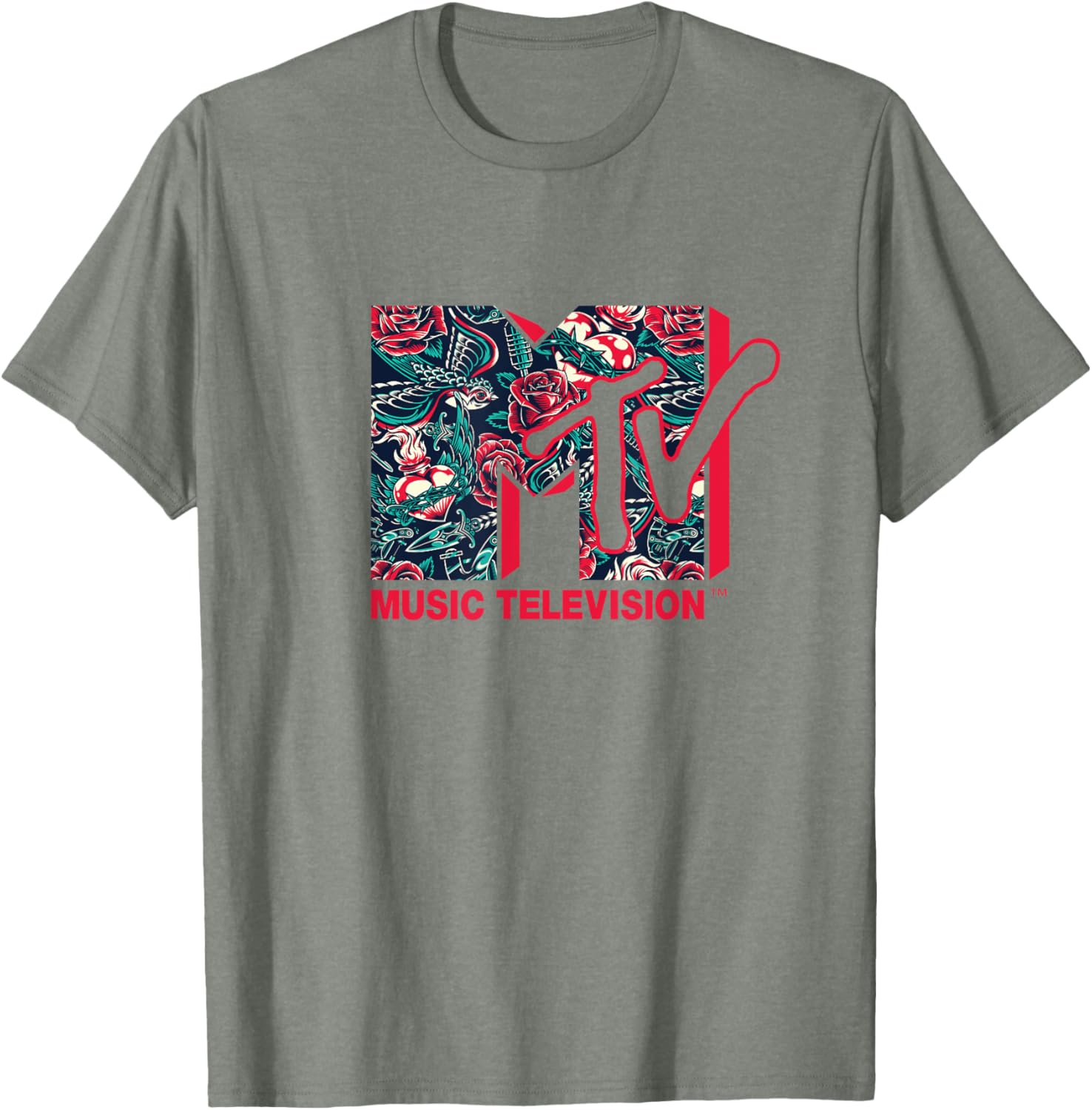 Mademark x MTV Official Logo Roses Tattoo Style T-Shirt for Fans - 14