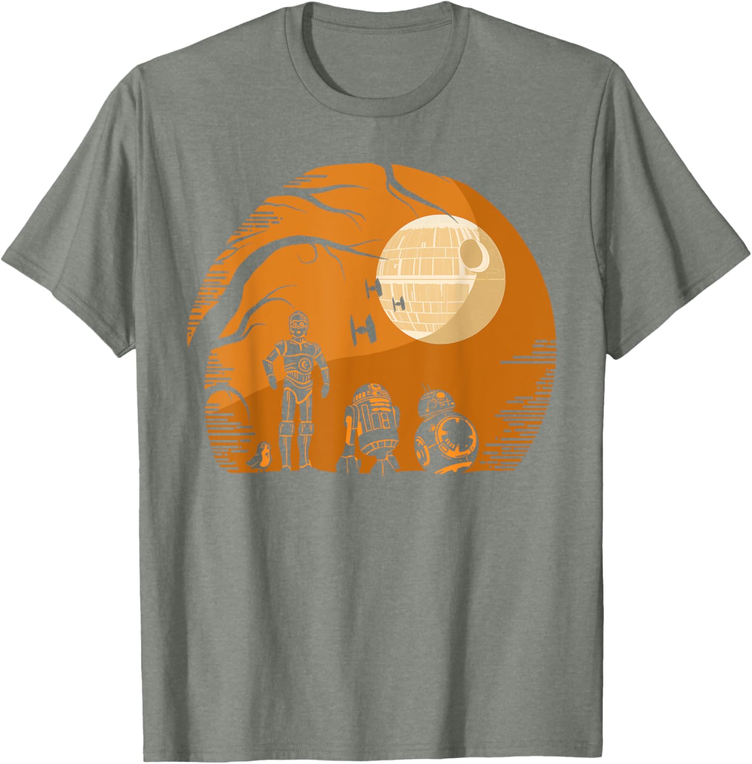 Star Wars Droid Halloween T-Shirt with Death Star Portrait in Orange Hue - 2