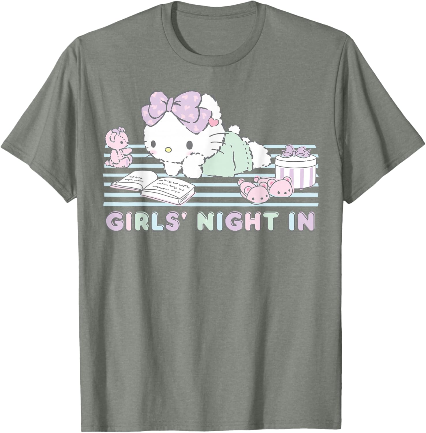 Hello Kitty Girls Night In Reading Short Sleeve T-Shirt for Fun Style - 3