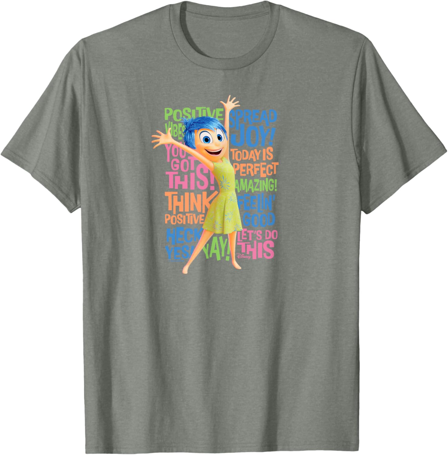 Joy Character Positive Words T-Shirt from Inside Out 2 for All Ages - 7