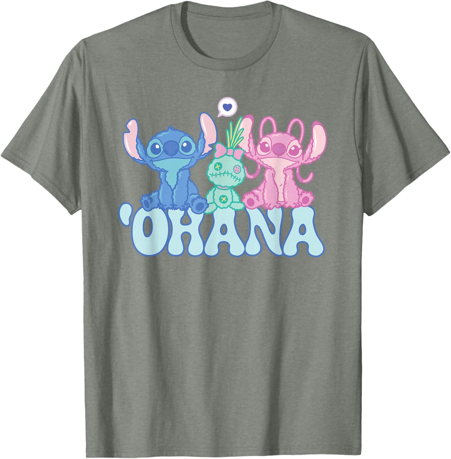 Cute Disney Stitch Ohana T-Shirt with Angel and Scrump for Kids and Adults - 2