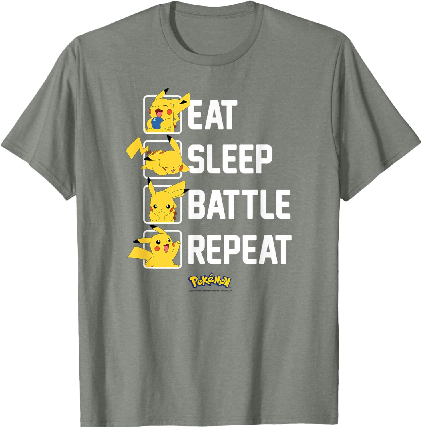 Pikachu Eat Sleep Battle Repeat T-Shirt for Pokémon Fans and Gamers - 6