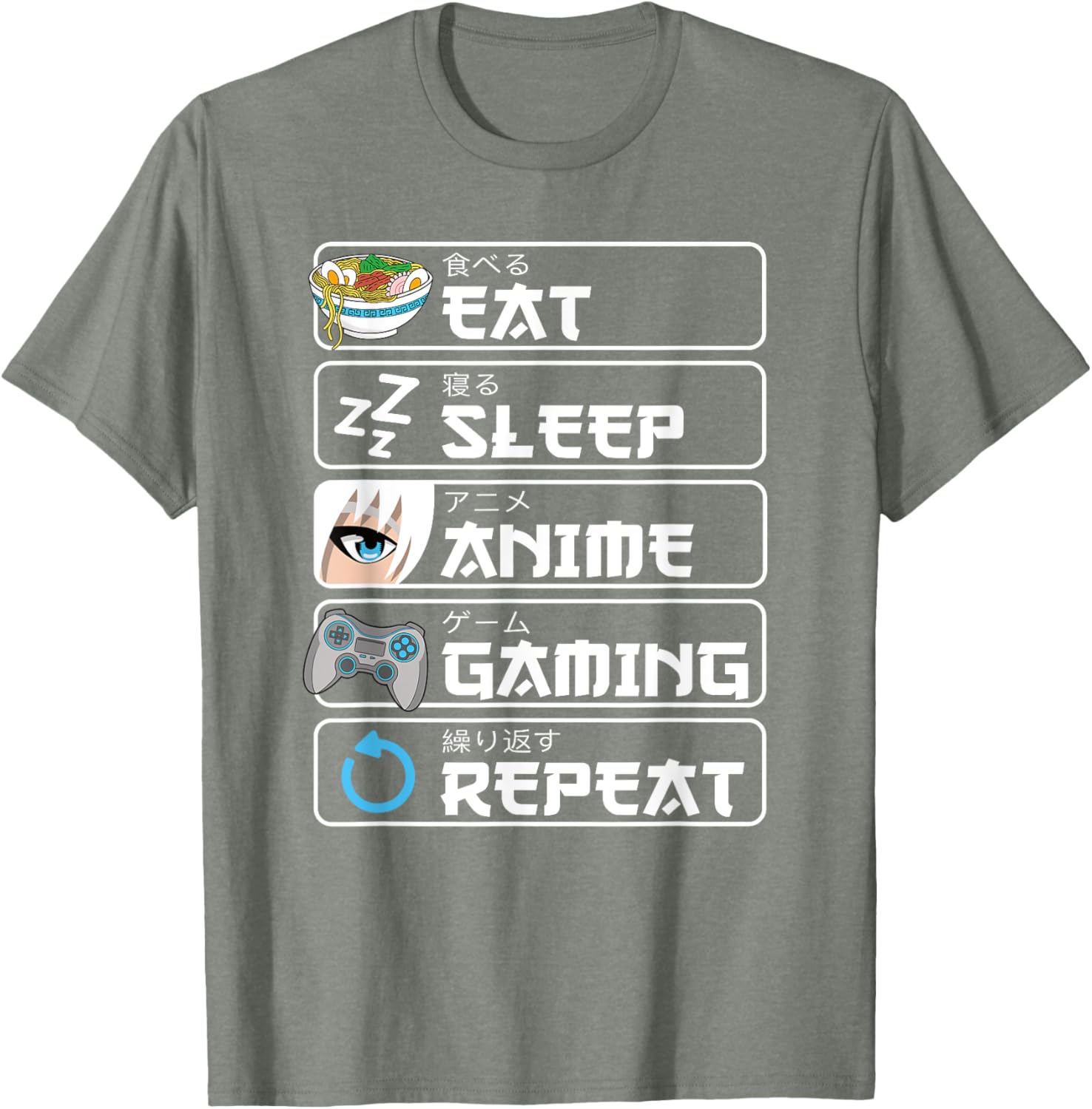 Eat Sleep Anime Gaming Repeat T-Shirt for Otaku Boys and Men - 2